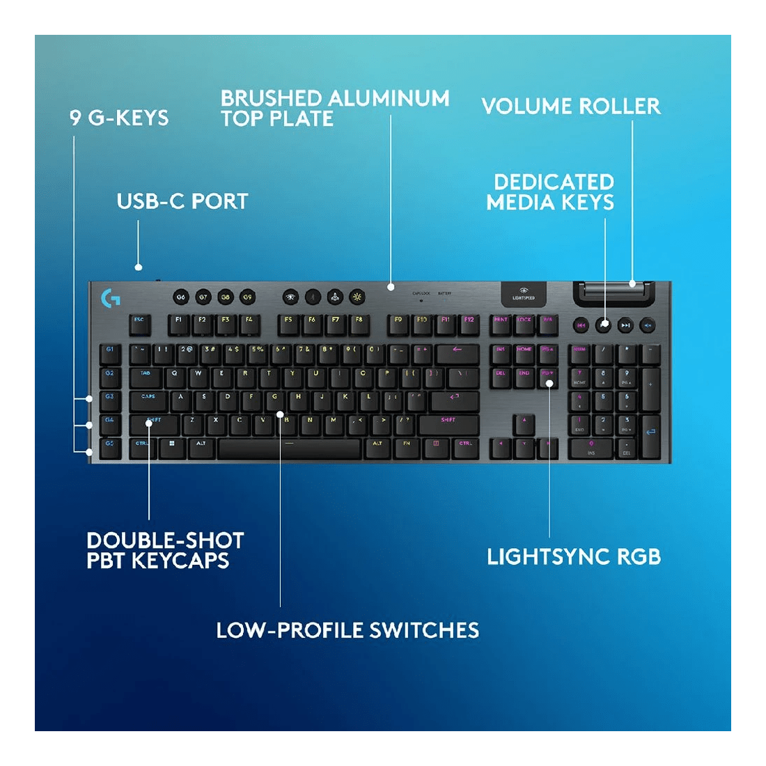 10 LOGITECH G915 X LIGHTSPEED Low-Profile Wireless Gaming Keyboard
 - black, 10 of 10