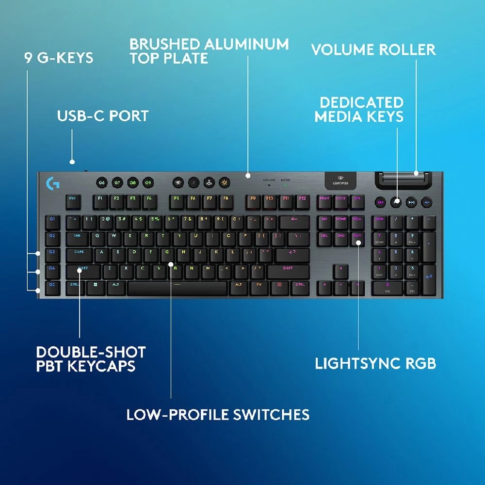 10 LOGITECH G915 X LIGHTSPEED Low-Profile Wireless Gaming Keyboard
 - black, 10 of 10