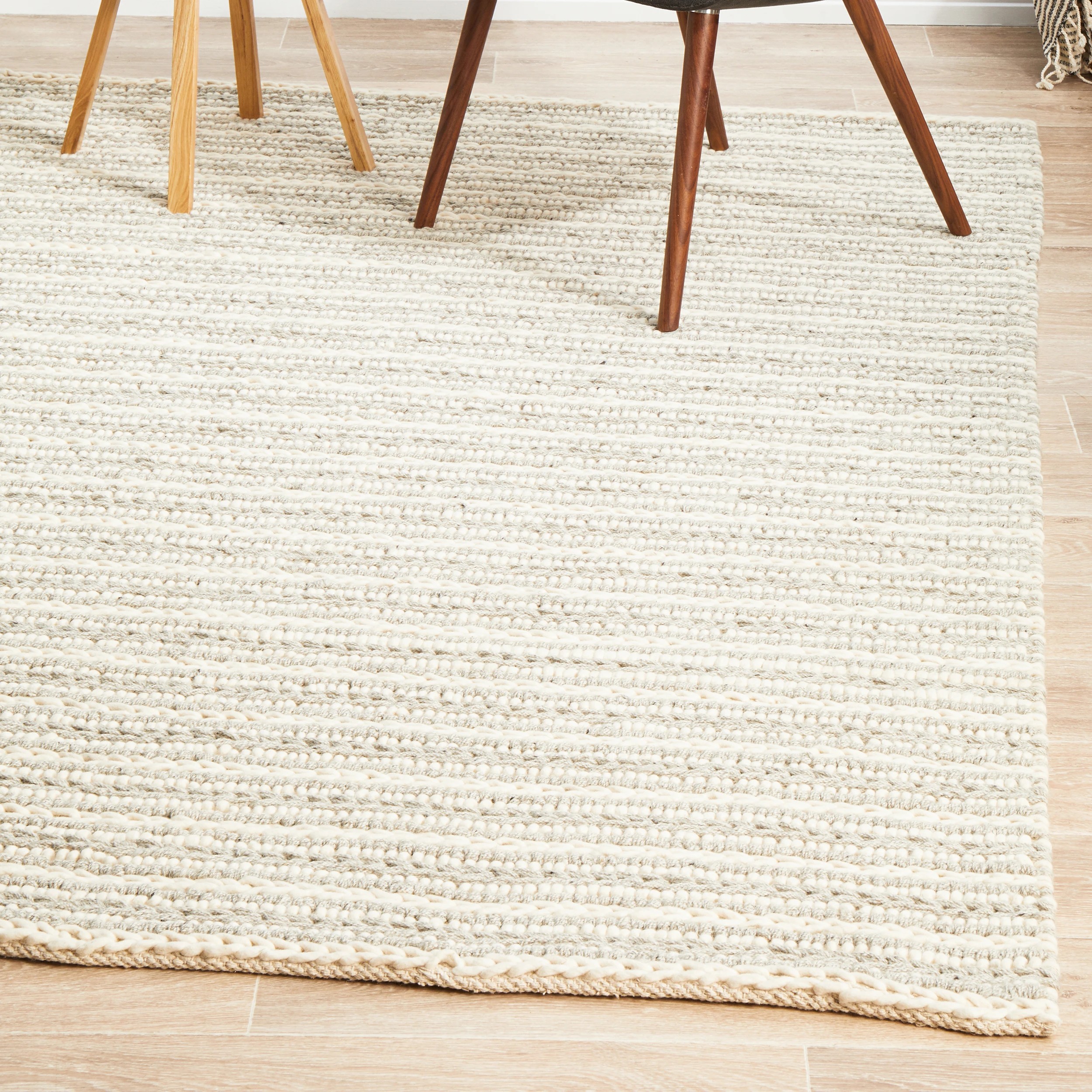 1 Common Ground Rugs Nordica 312 225x155cm - Medium Plain & Textured Rug - Silver, 1 of 8