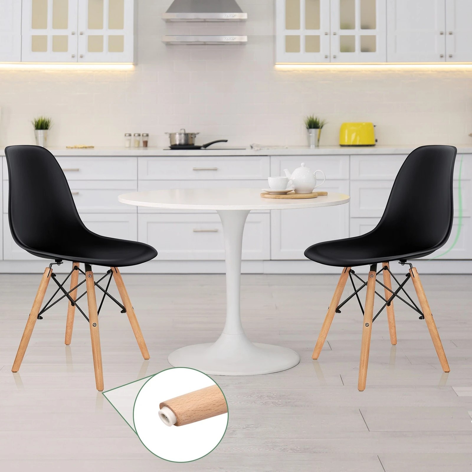 6 Alfordson 4x Dining Chairs Retro Steel Kitchen Lounge Cafe Solid Wood - Black, 6 of 10