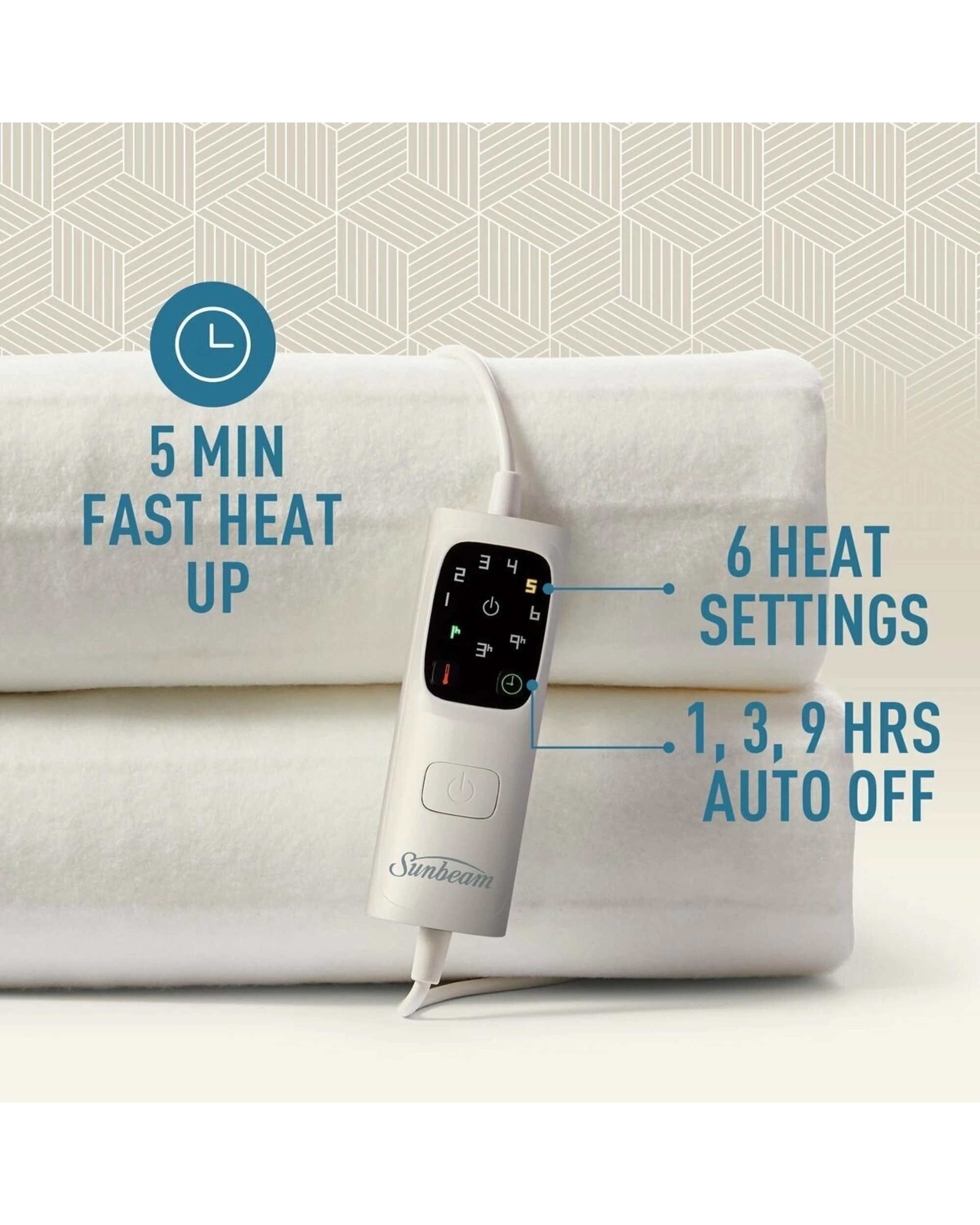 5 Sunbeam Sleep Perfect Electric Blanket - Single - WHITE, 5 of 5