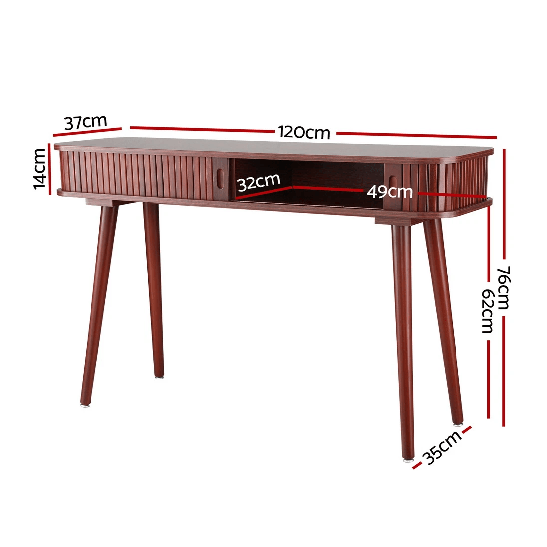 3 Artiss Console Table 2 Drawers 120CM - Brown, 3 of 6
