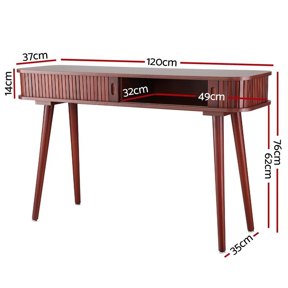 3 Artiss Console Table 2 Drawers 120CM - Brown, 3 of 5