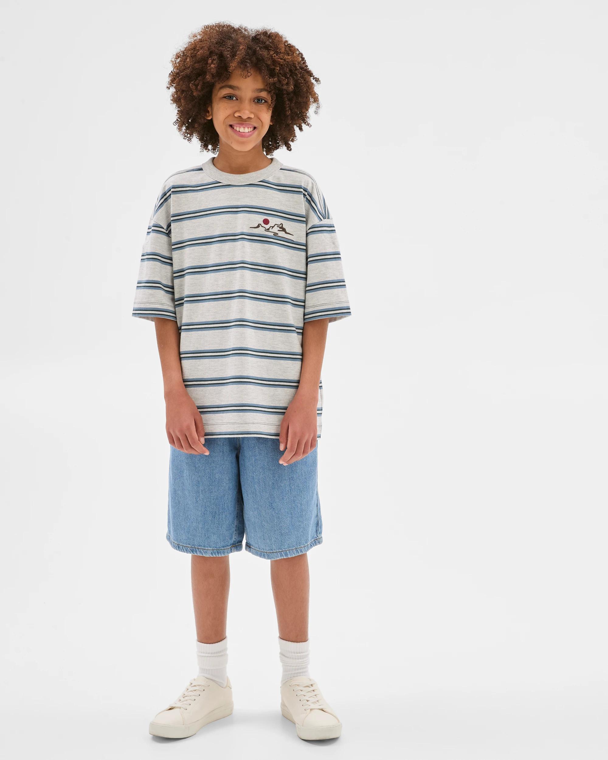 2 Target Kids Australian Cotton Stripe T-Shirt GREY MARLE, 2 of 7