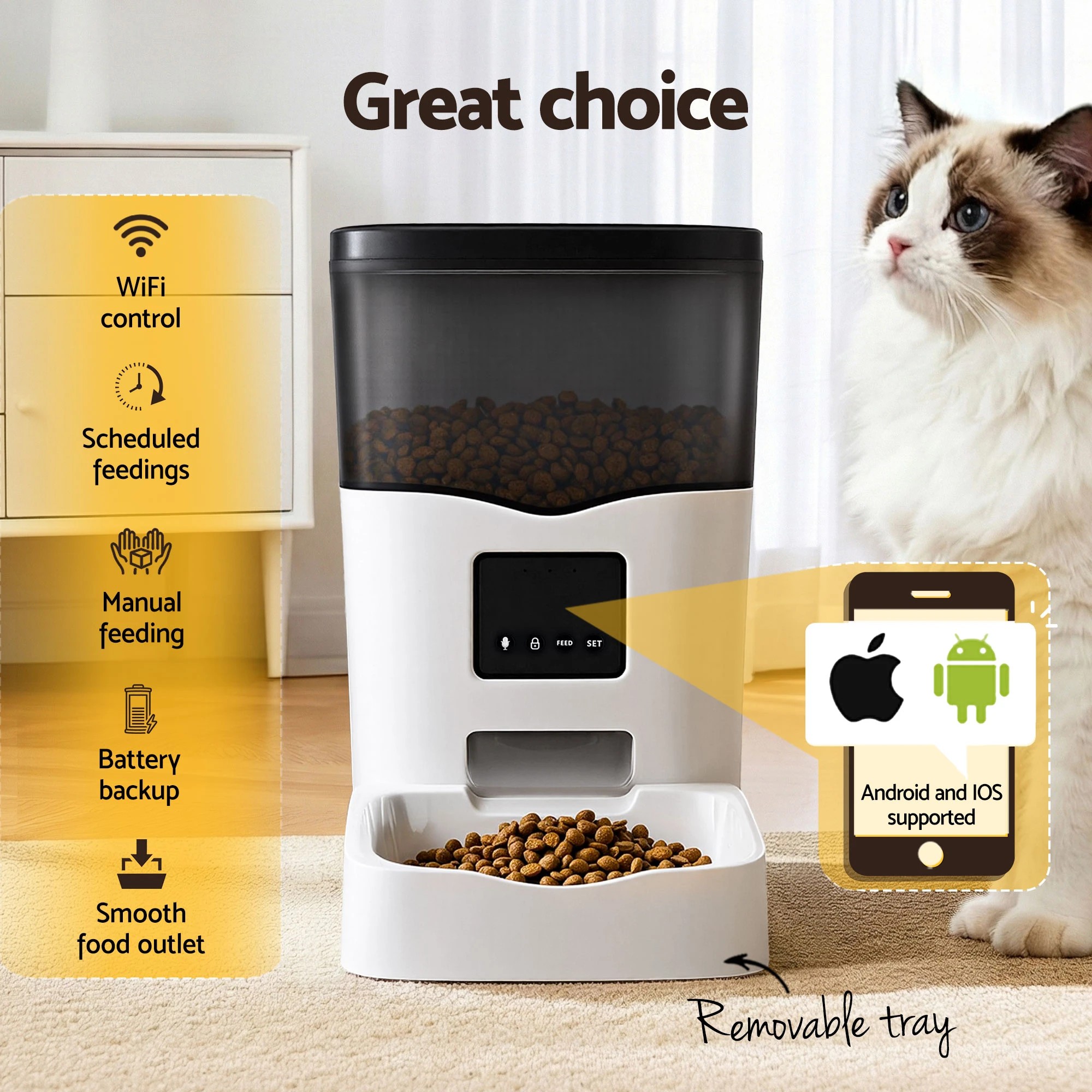 4 i.Pet Automatic Pet Feeder Dog Cat Feeder Wifi 3L Auto Smart Food Dispenser - Multi, 4 of 7