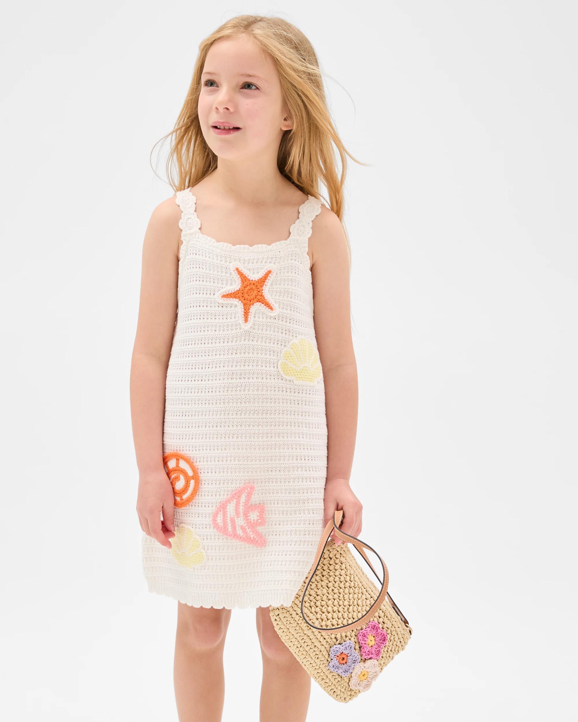 1 Target Kids Australian Cotton Crochet Knit Dress SEASHELL CREAM, 1 of 6