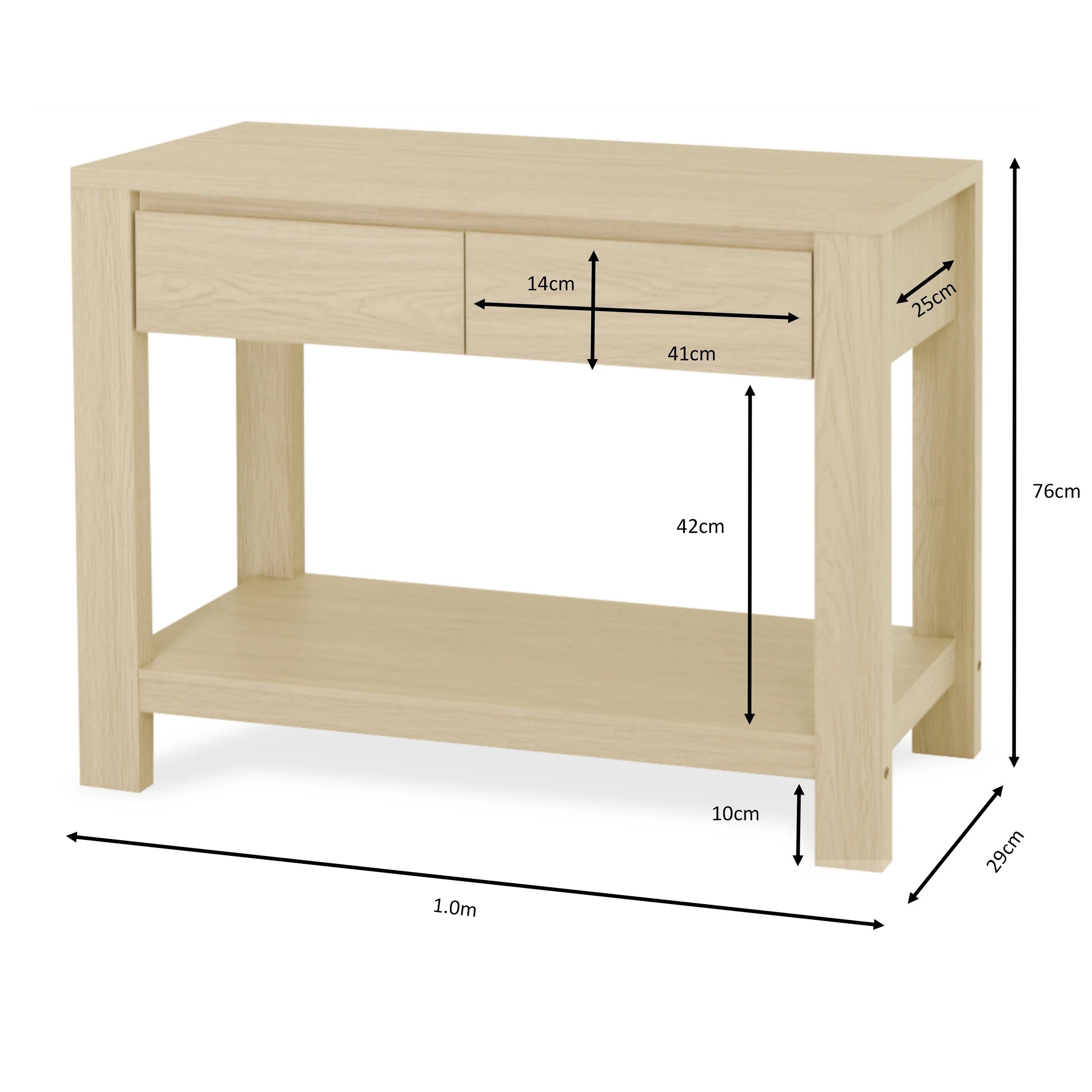 8 Tide 2 Drawer Hall Table - Oak, 8 of 8
