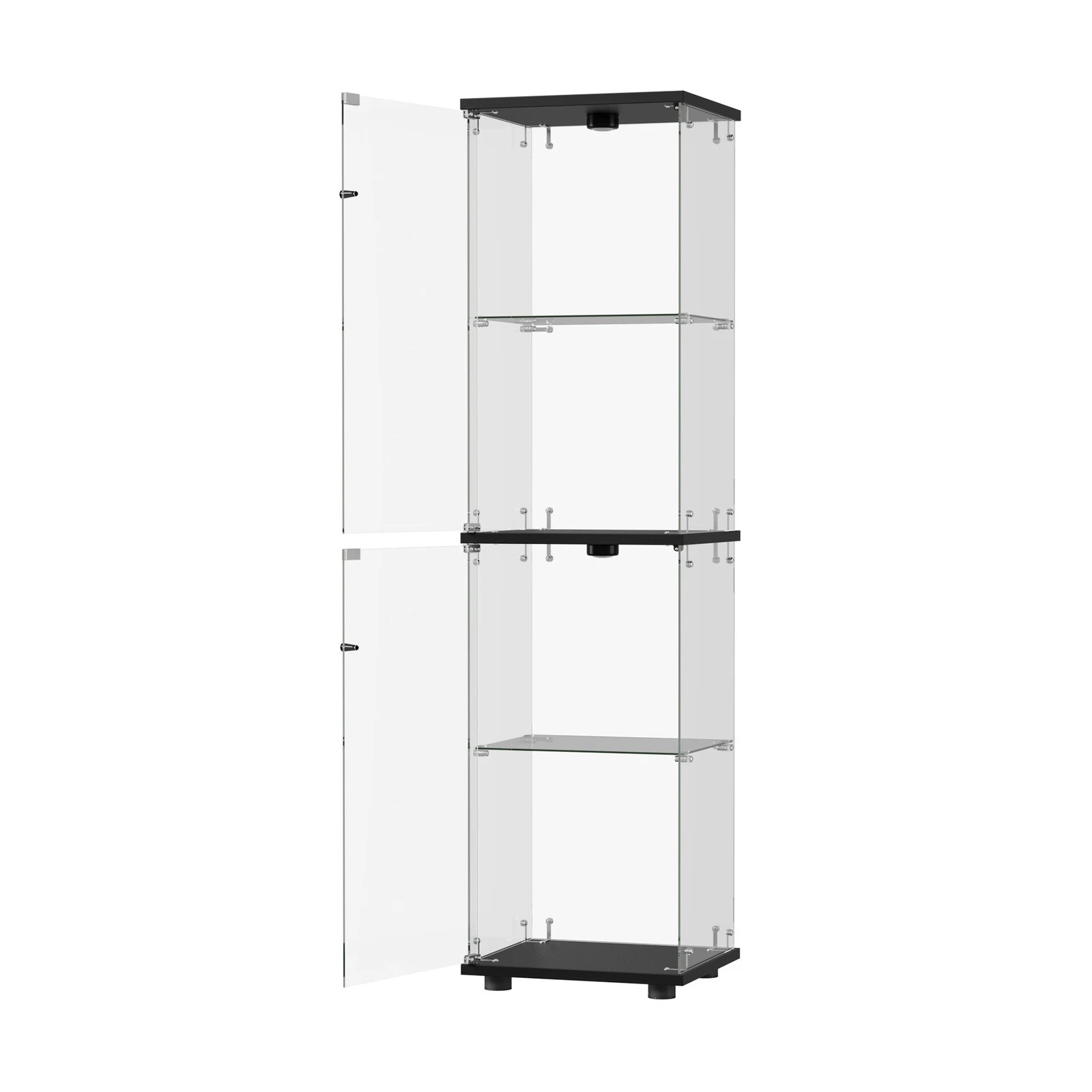 8 Oikiture Glass Display Cabinet 4-Tier LED Light Bookcase Clear Showcase - Black, 8 of 8