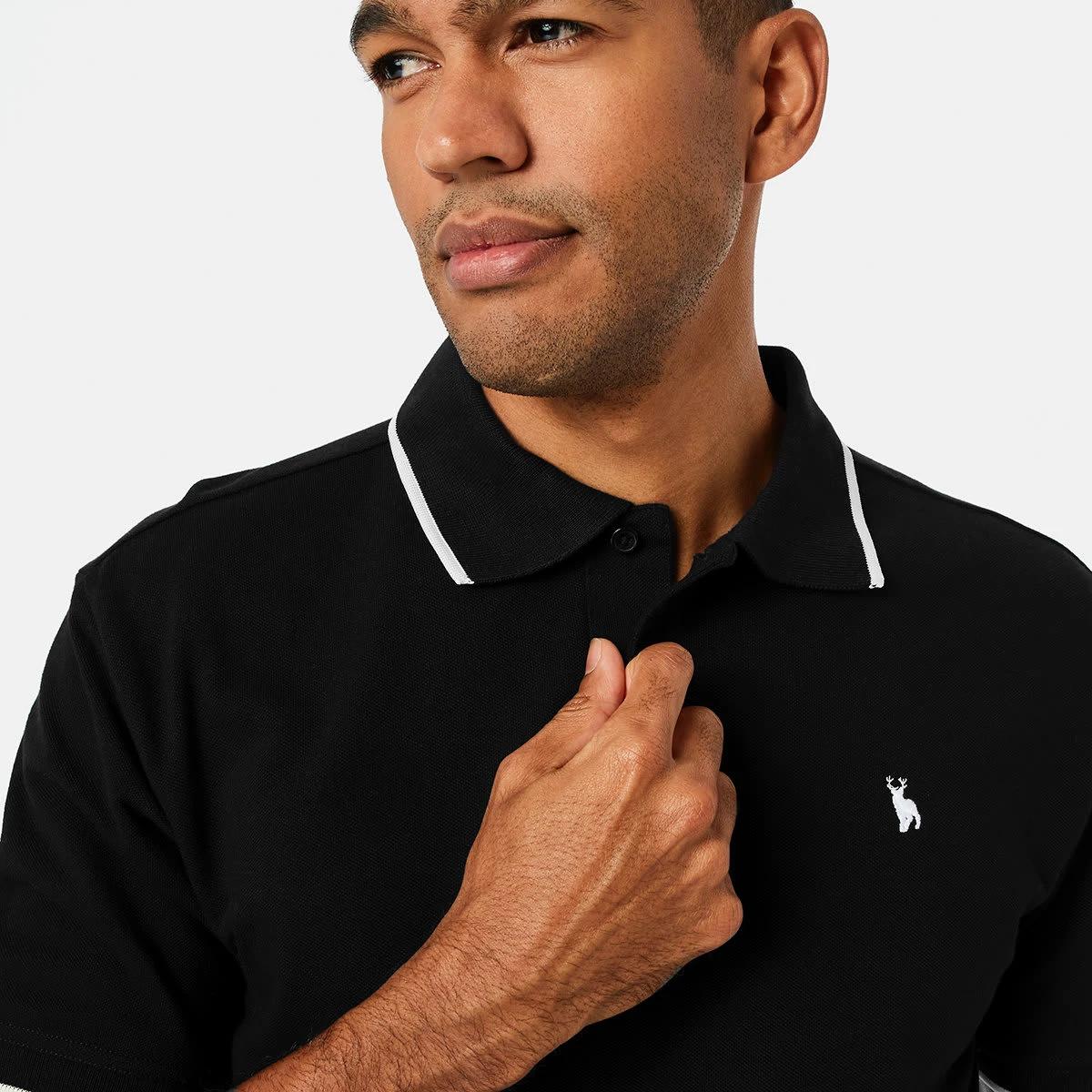 4 Tipped Pique Polo Black, 4 of 7