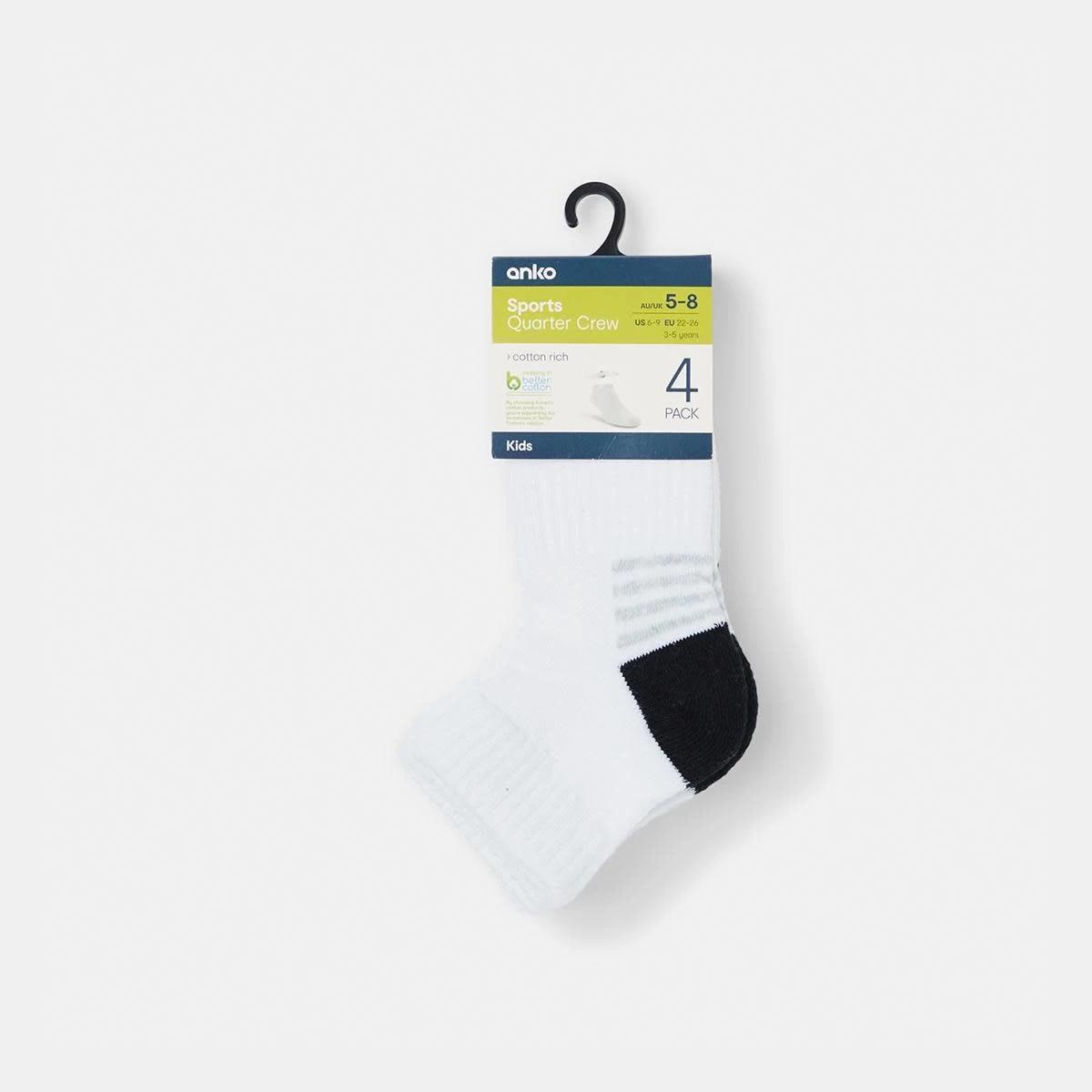 3 4 Pack Active Kids Quarter Crew Socks Green, 3 of 3