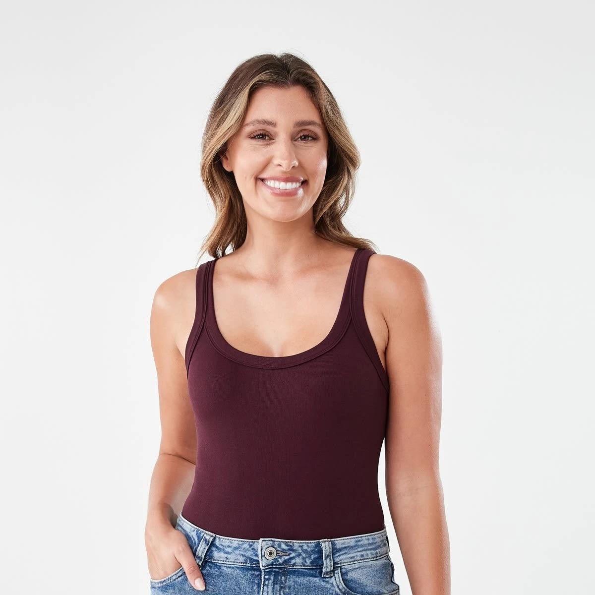 1 Sleeveless Soft Rib Bodysuit Mulberry, 1 of 6