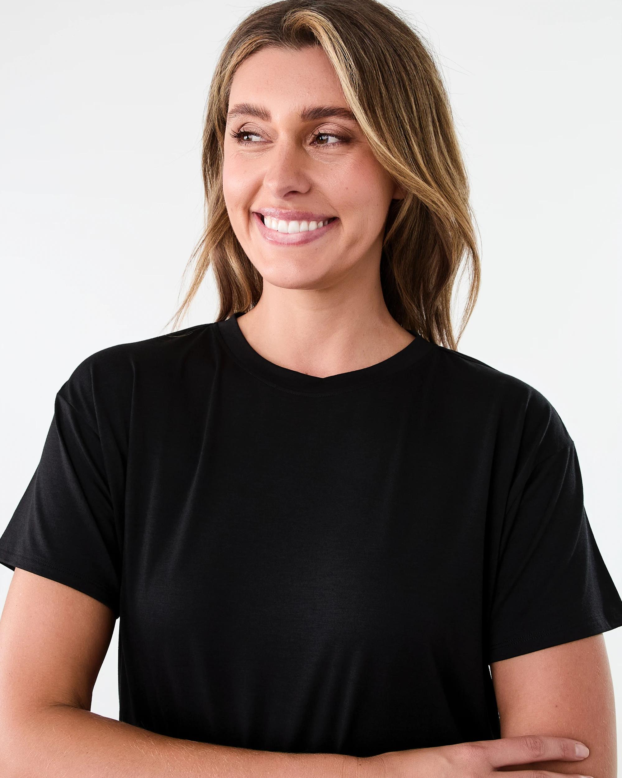 4 Active Womens Split Hem Yoga T-shirt Black, 4 of 6