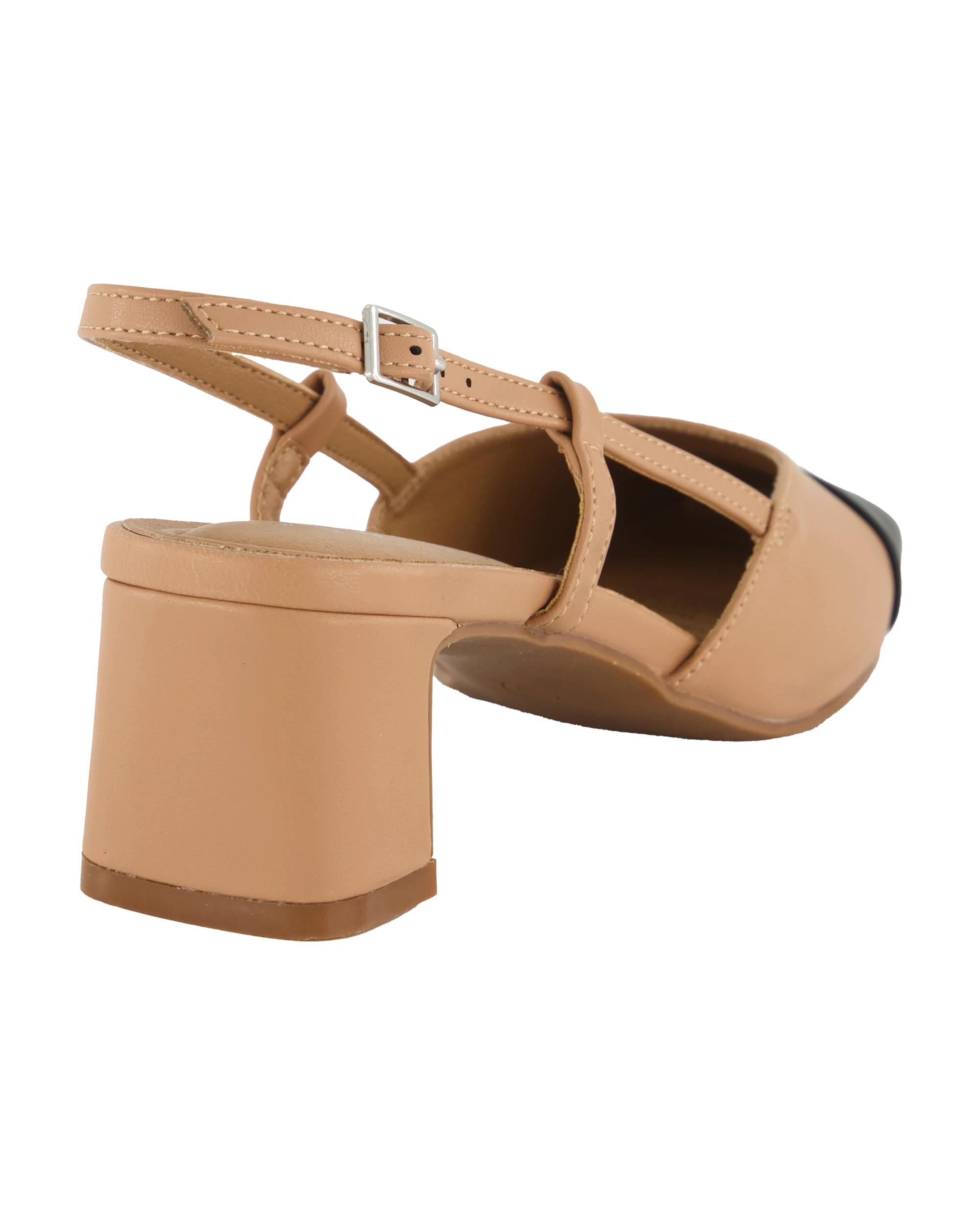 4 Slingback Toe Cap Heels Taupe, 4 of 5