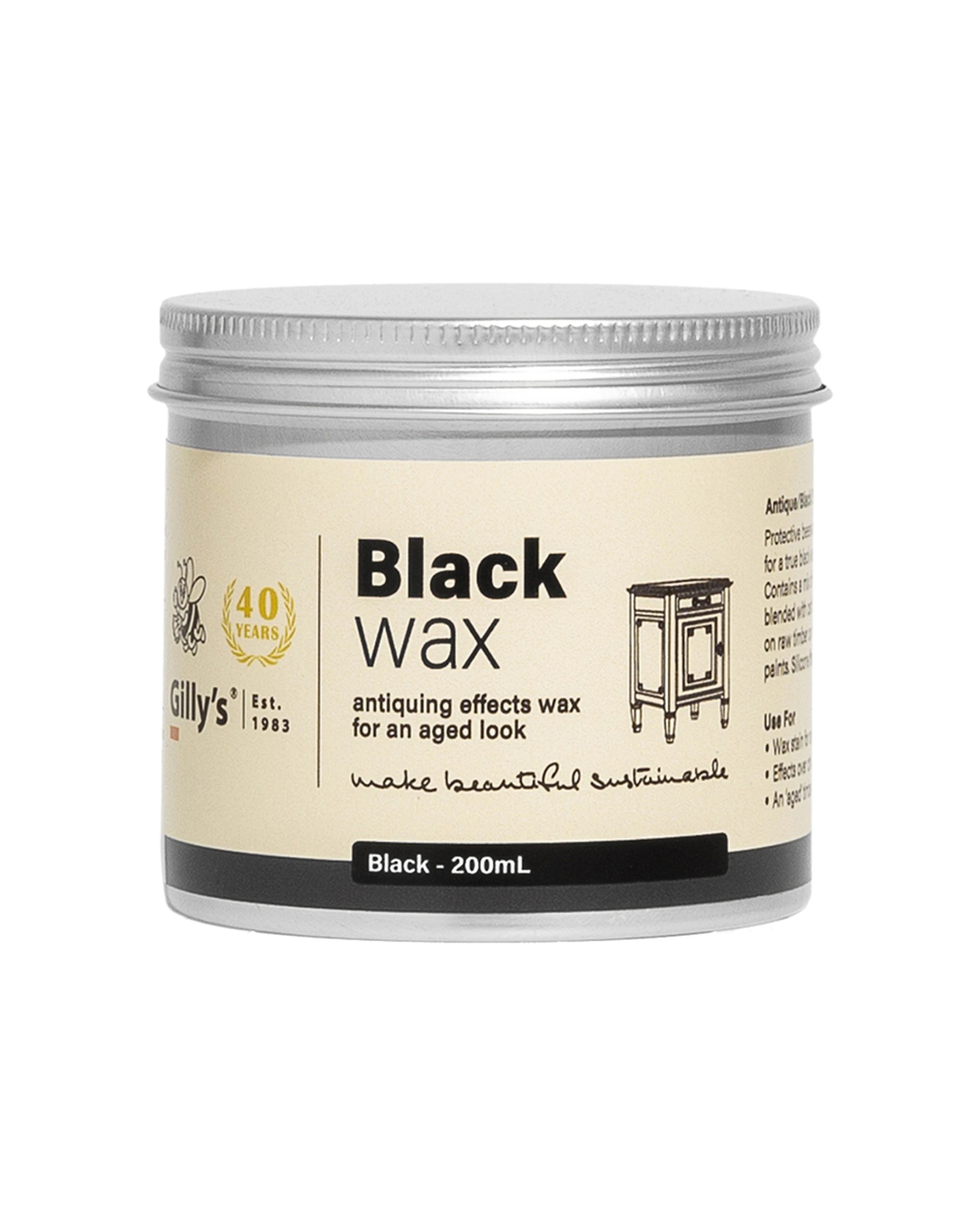 1 Gillys Non Toxic Furniture Antiquing Effects Cleaning Wax 200ml Black - Black, 1 of 1