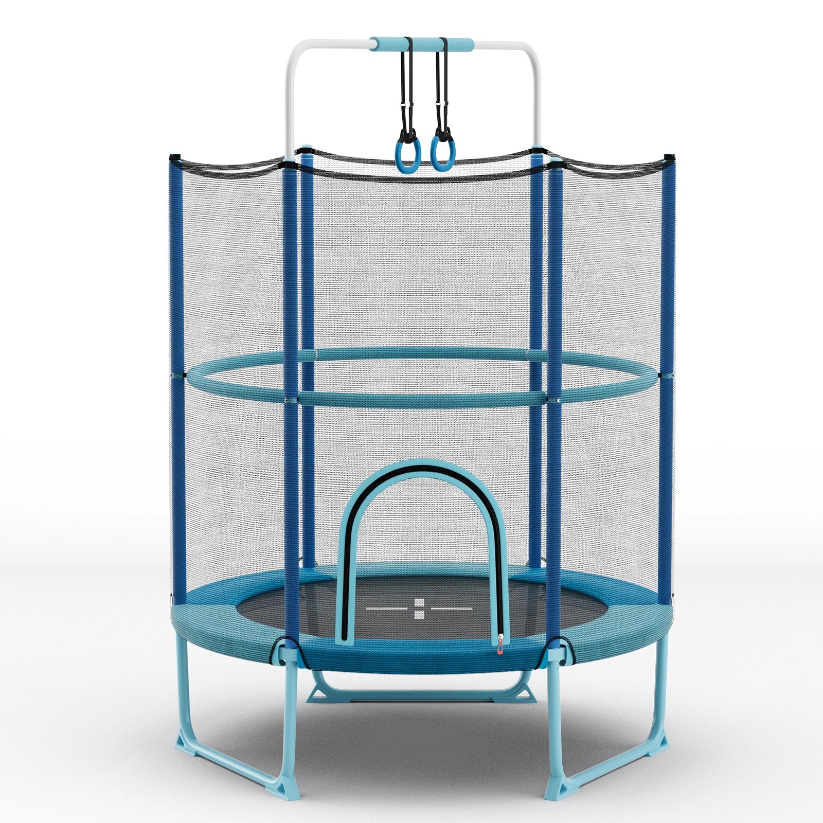 1 Costway 215cm Trampoline Recreational Trampoline w/Gymnastic Bar & Rings - Blue, 1 of 3