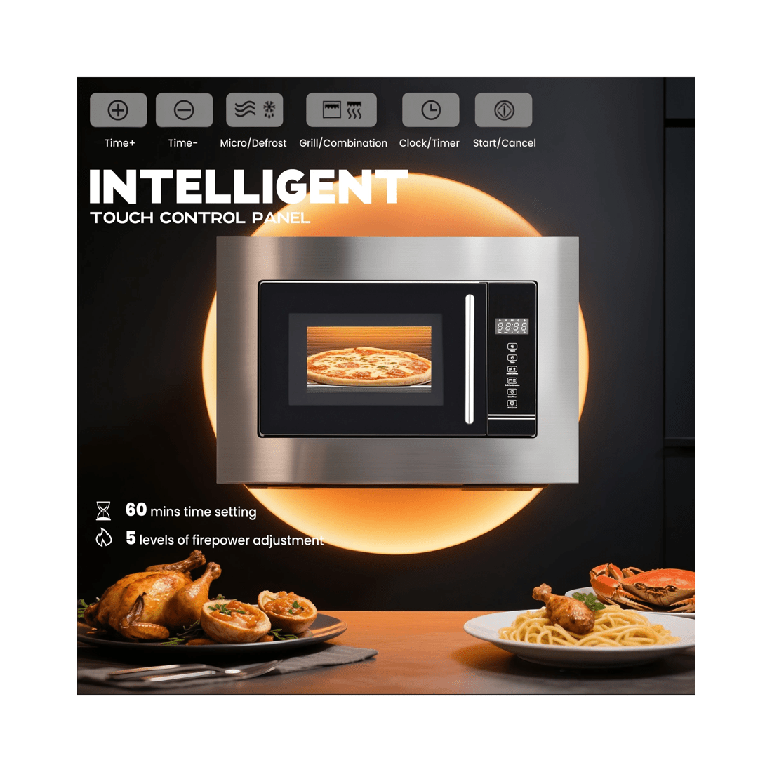 3 Advwin 20l Built-in Microwave Oven, 800w Microwave Oven, Touch Control Microwave With Timer And Defrost, 3 of 7