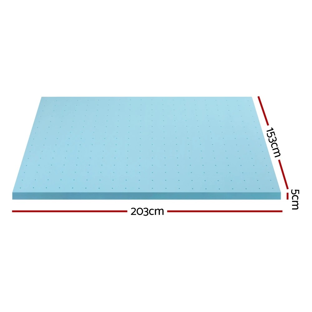 2 Giselle Bedding Memory Foam Mattress Topper Ventilated Cool Gel 5cm Queen - Queen Bed - Blue, 2 of 7