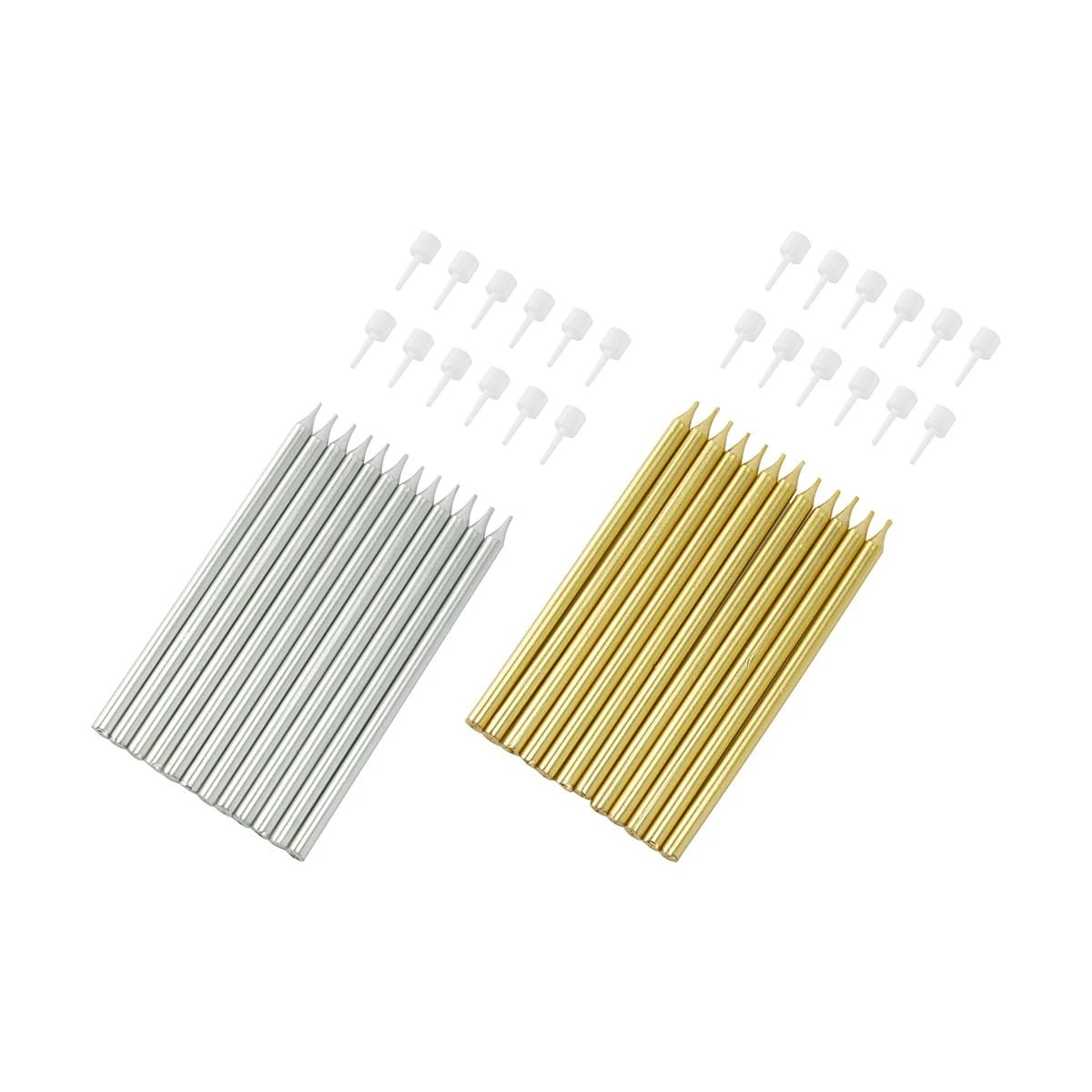 1 12 Pack Tall Gold Look & Silver Candles, 1 of 9
