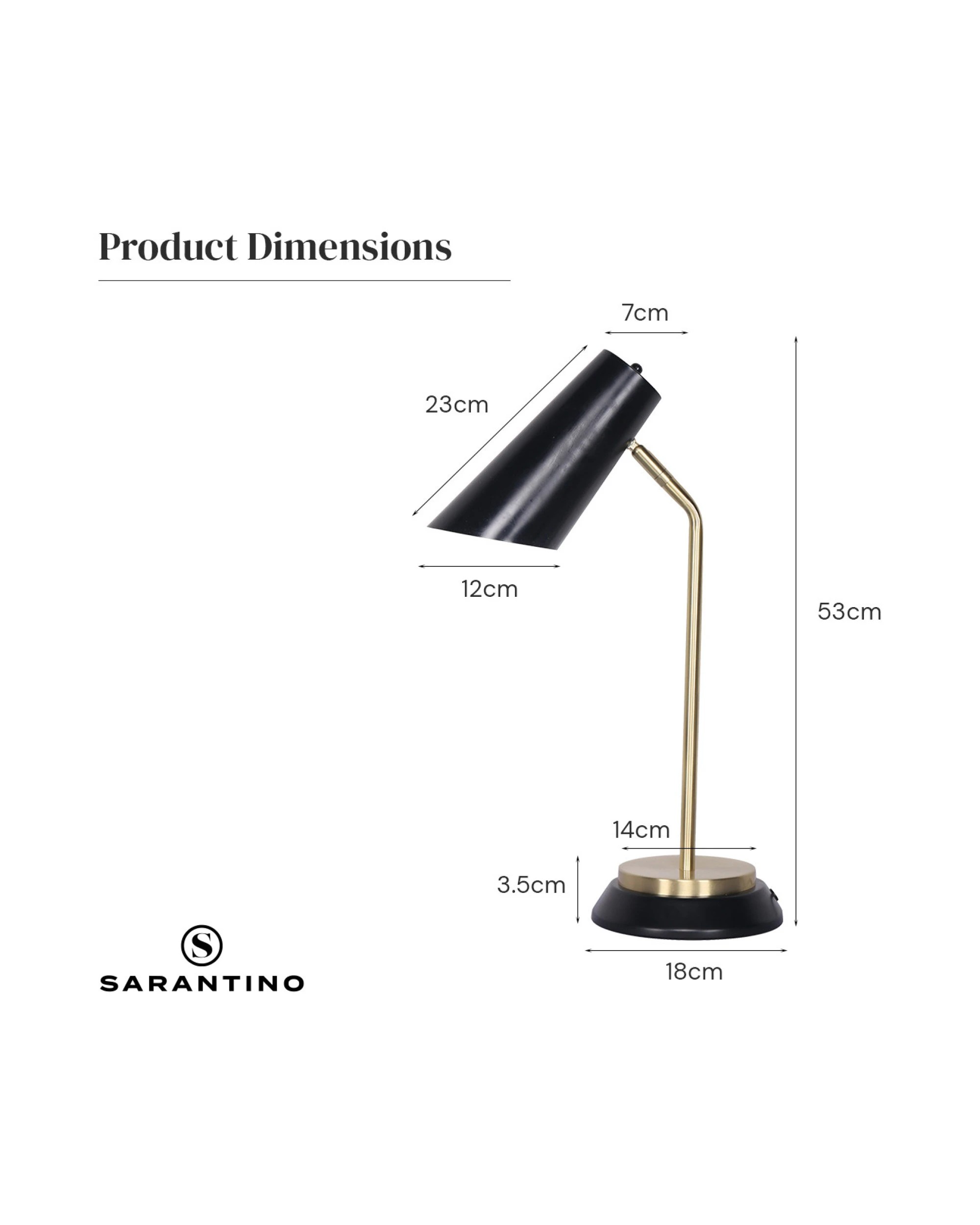 5 Sarantino Black-Brass Desk Task Table Lamp, 5 of 10