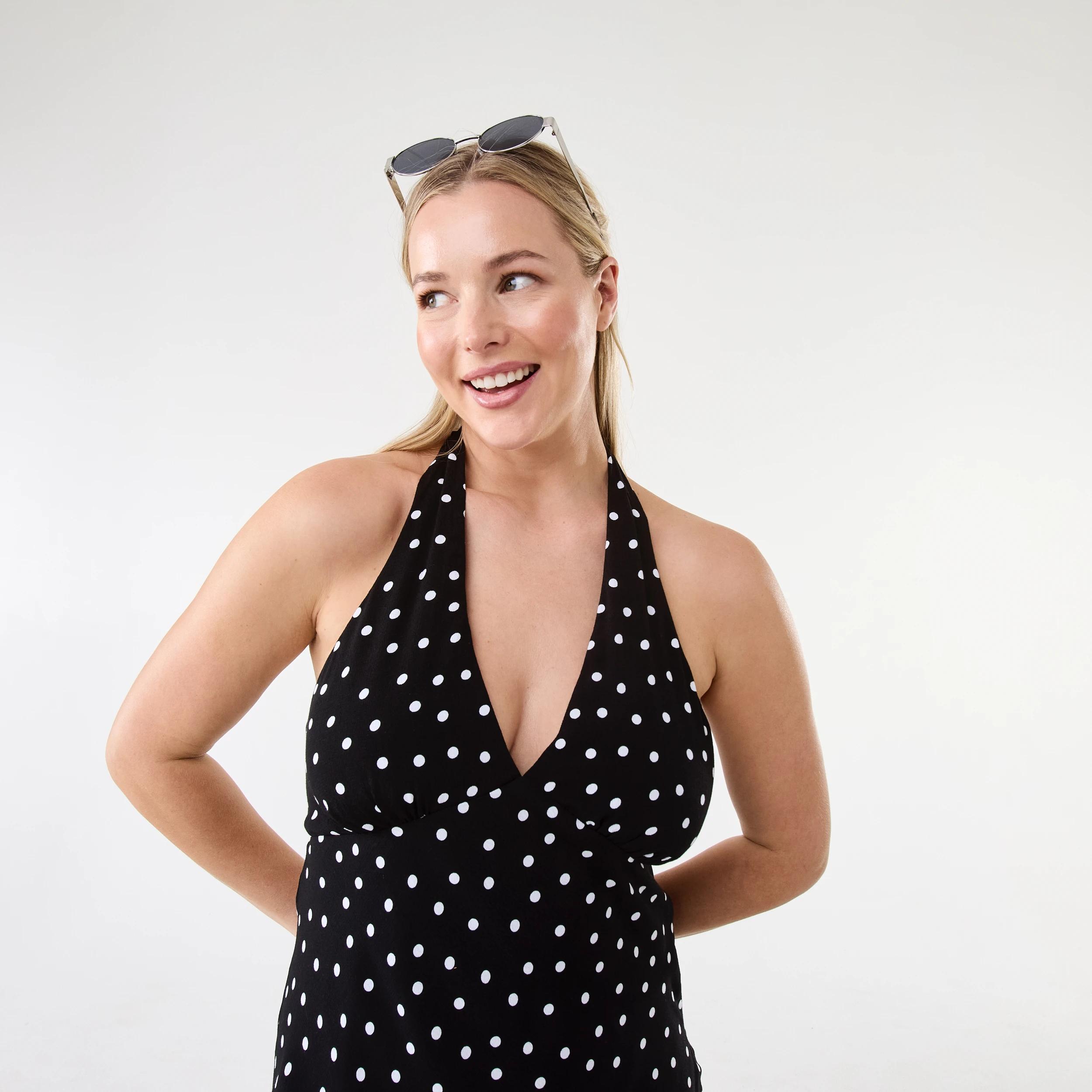 4 Sleeveless Halter Neck Midi Dress Polka Dot, 4 of 8