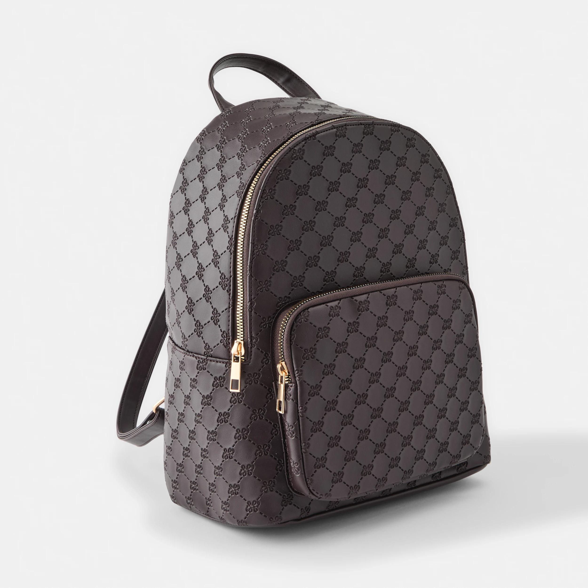 1 Embossed Backpack - Brown Monogram, 1 of 5