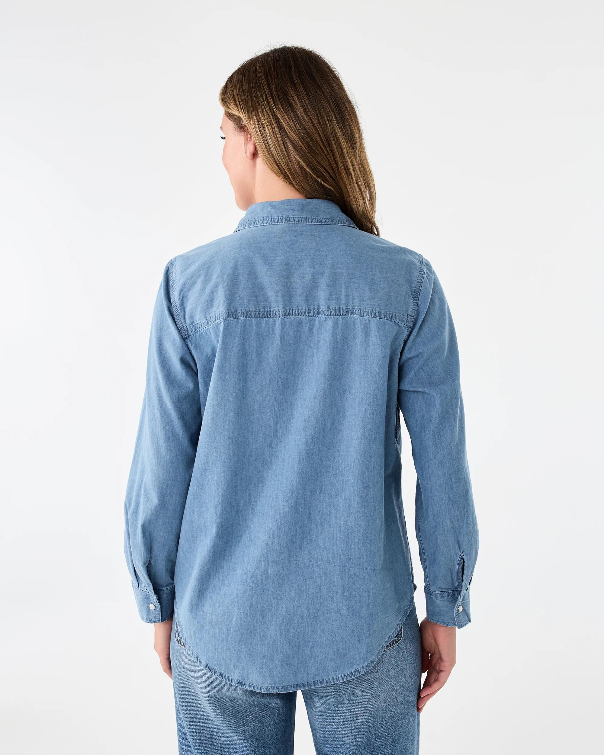 3 Long Sleeve Chambray Shirt Light Wash, 3 of 8