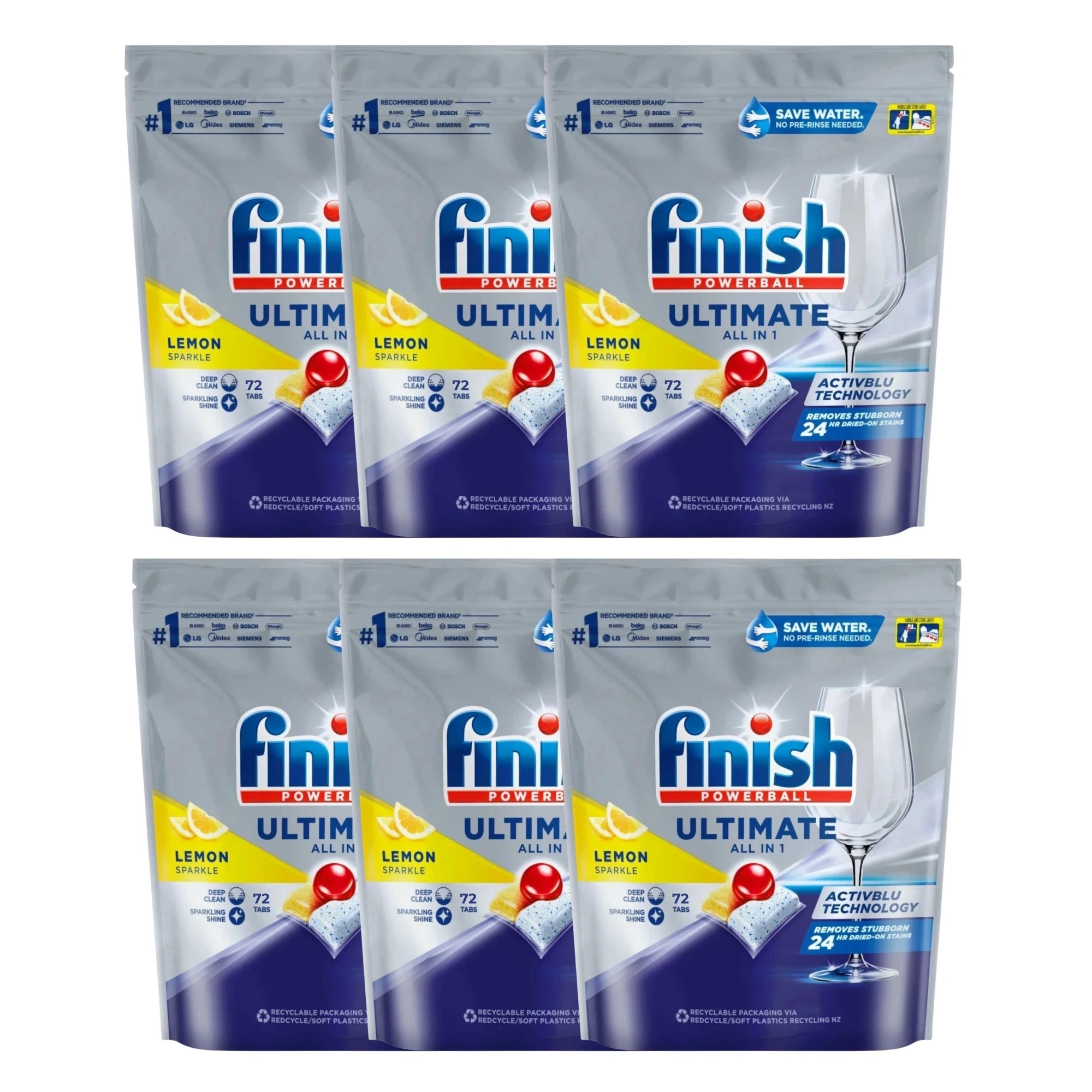 1 Finish All In 1 Lemon Sparkle Dishwashing Tablets 72 Pack X6, 1 of 1