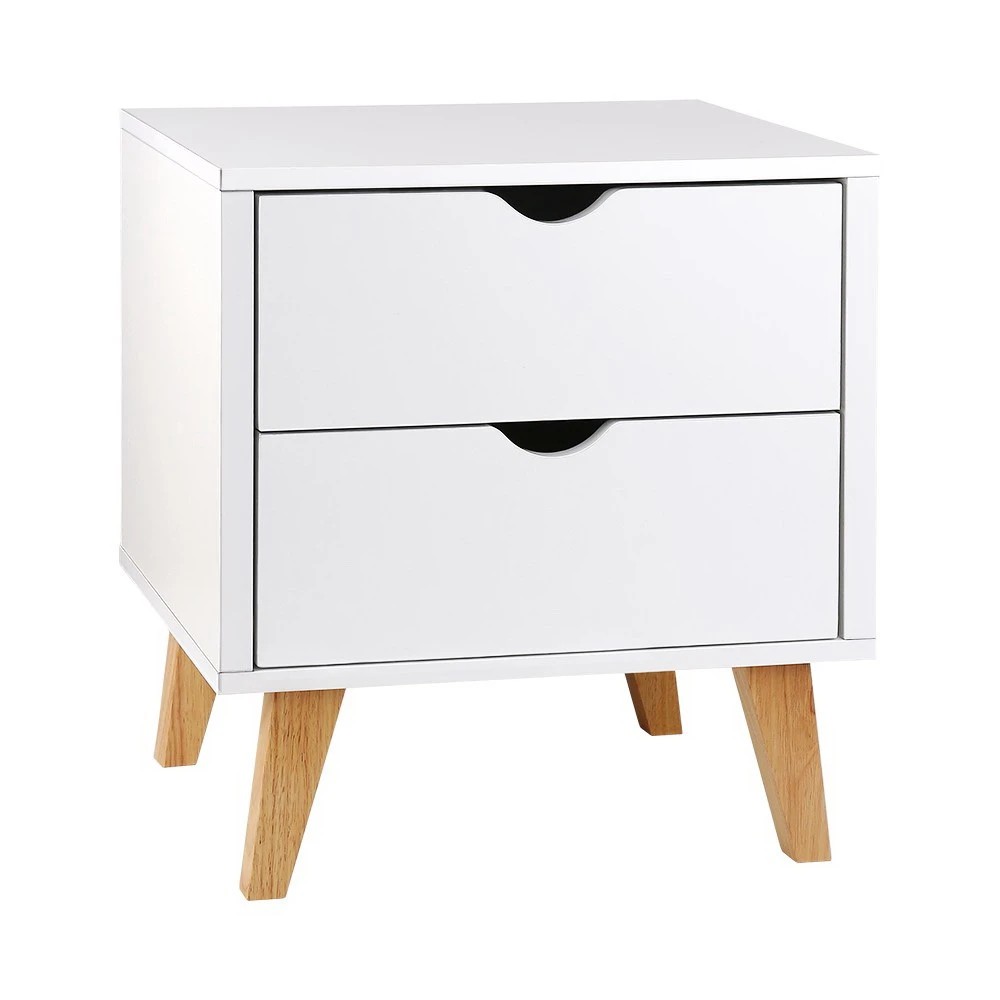 1 Artiss Bedside Table 2 Drawers - White, 1 of 6