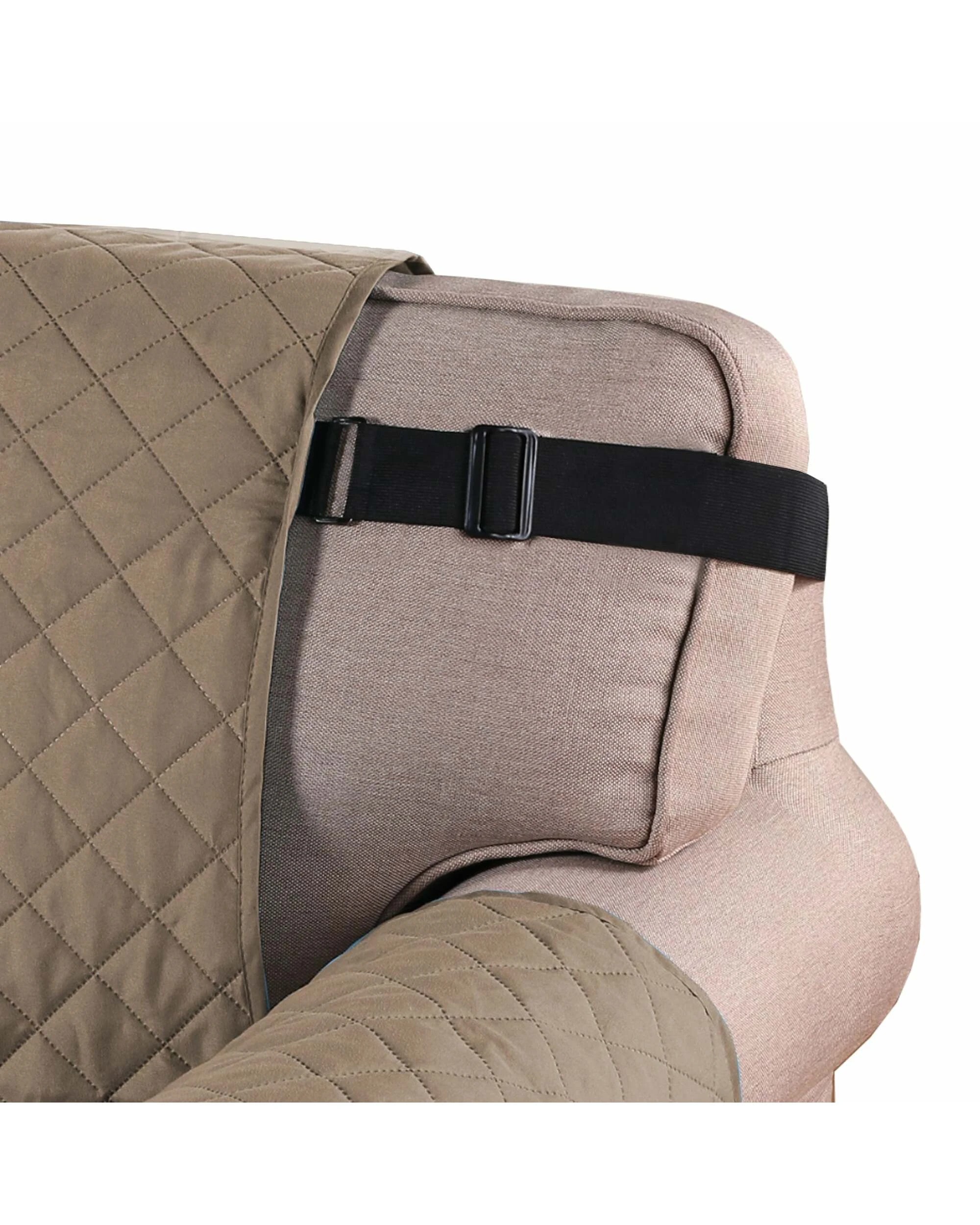 3 Smarcute 2 Seater Quilted Reversible Sofa Cushion with Straps - Brown, 3 of 5