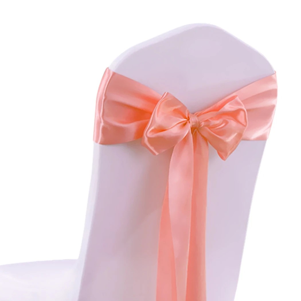 6 Traderight 50 Pcs Satin Chair Sashes In Coral Colour, 6 of 8