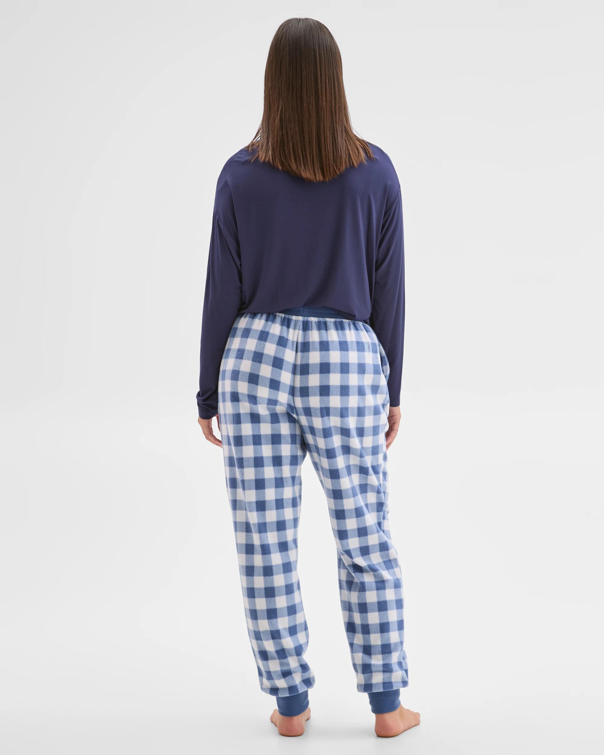 7 Target Woman Fleece Sleep Pyjama Jogger Pants GINGHAM BLUE, 7 of 7