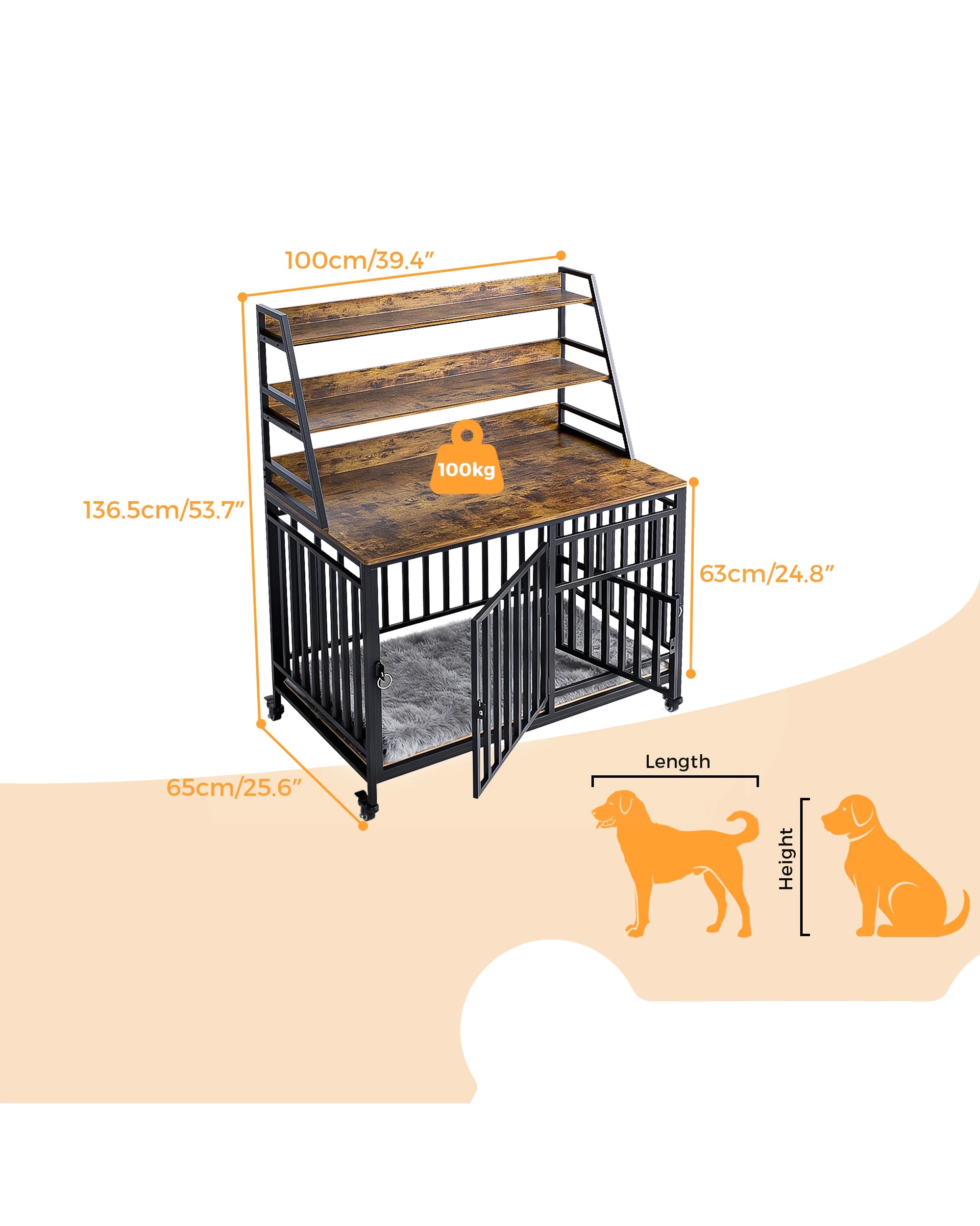 8 Advwin Wooden Wire Dog Kennel Side End Table Steel Puppy Crate, 8 of 8