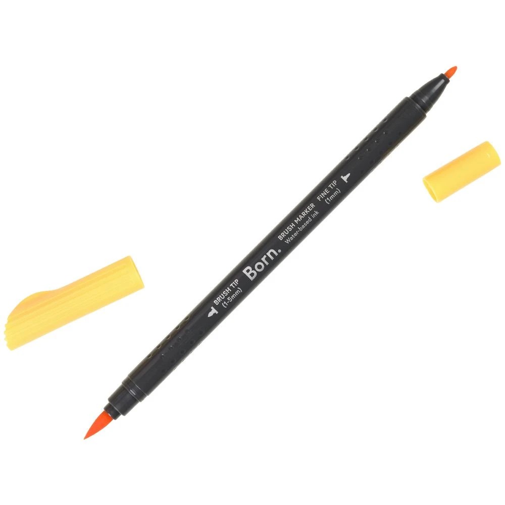 3 Born Professional Brush Dual-Tip Marker Yellow 025, 3 of 4