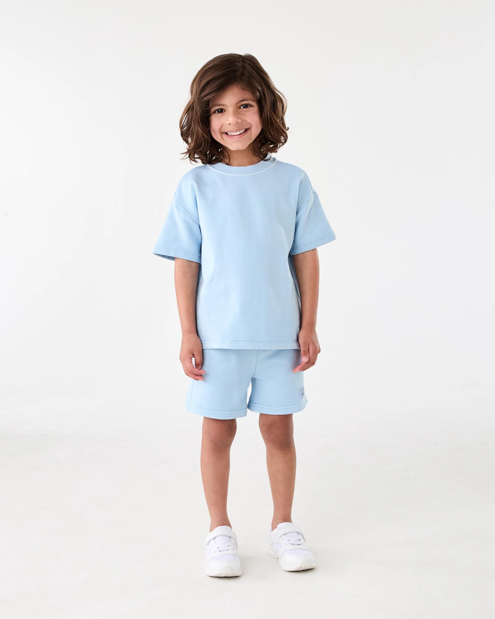 6 Acid Wash Knit Shorts Blue Mist, 6 of 7