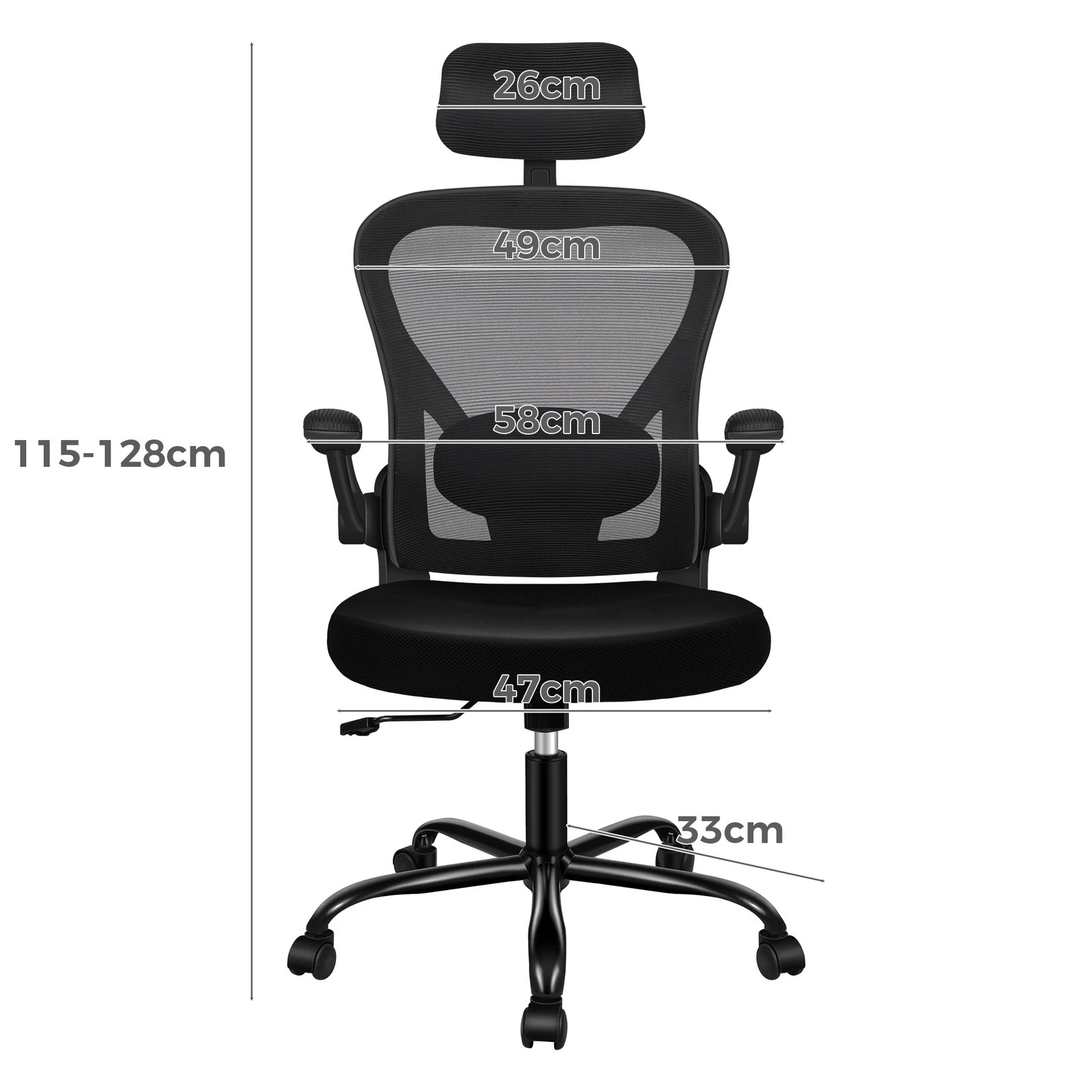 6 Alfordson Mesh Office Chair Executive Computer Gaming Fabric Seat Tilt - Black, 6 of 10