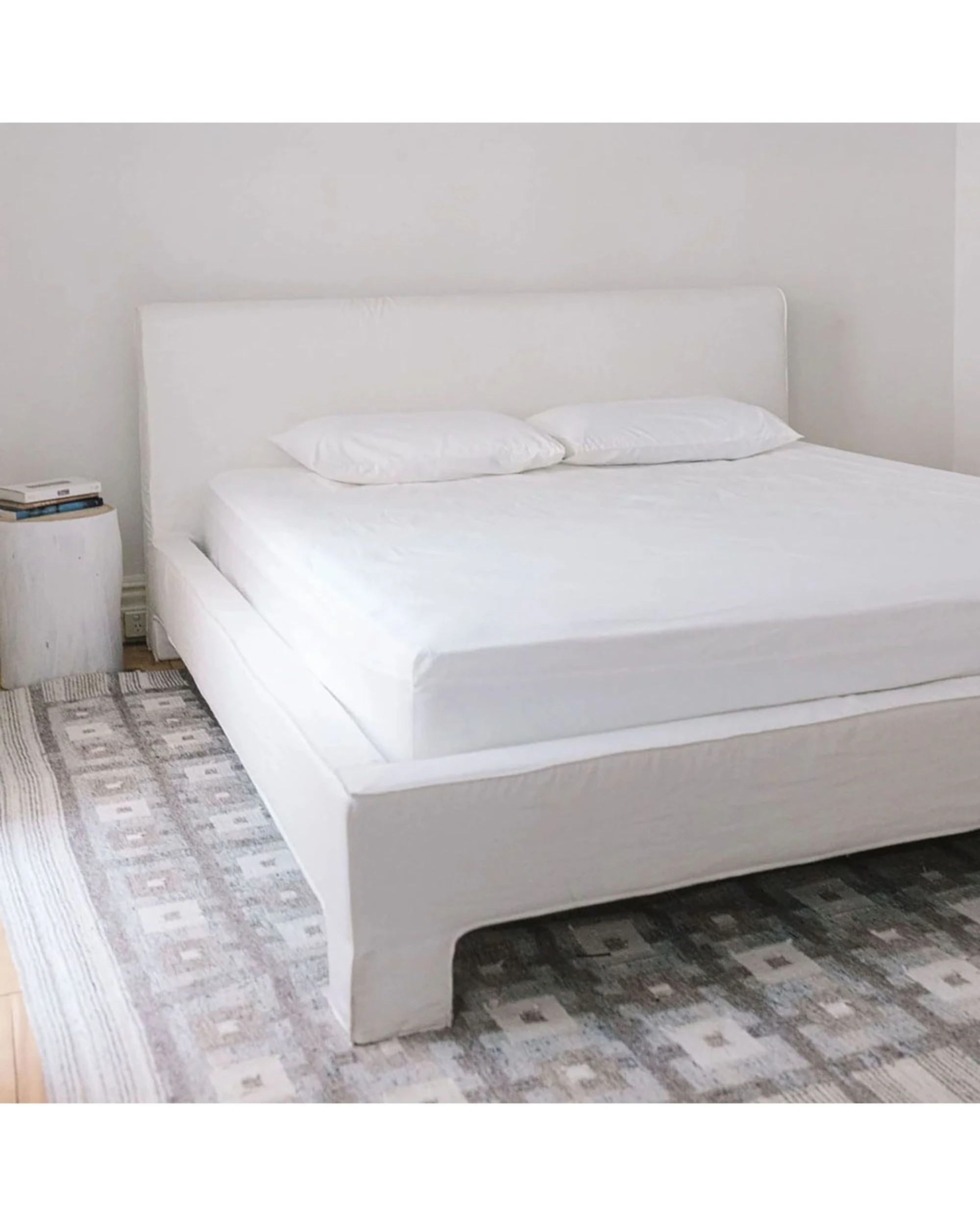 1 Bulbul Home Fitted Sheet & Pillowcase Bedding Set Snow 375TC - Double Bed - White, 1 of 5