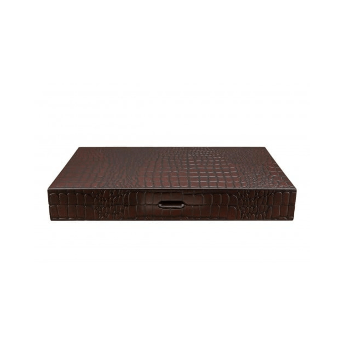 2 Dal Rossi Italy Backgammon Wooden 15 inch Crocodile Engraved Design Dark Brown, 2 of 3