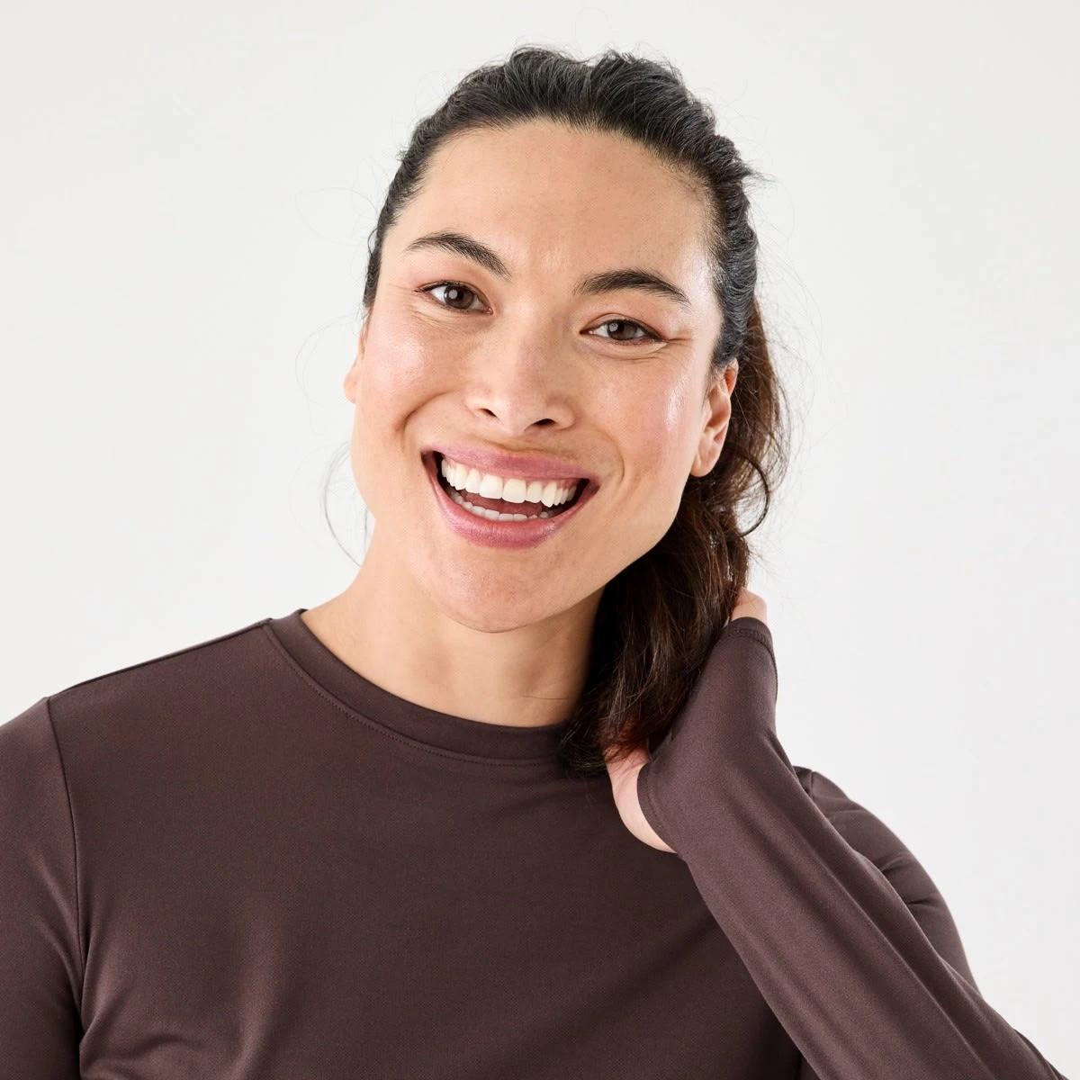 4 Active Womens Long Sleeve Ultrasoft Top Brn Tuscan, 4 of 6