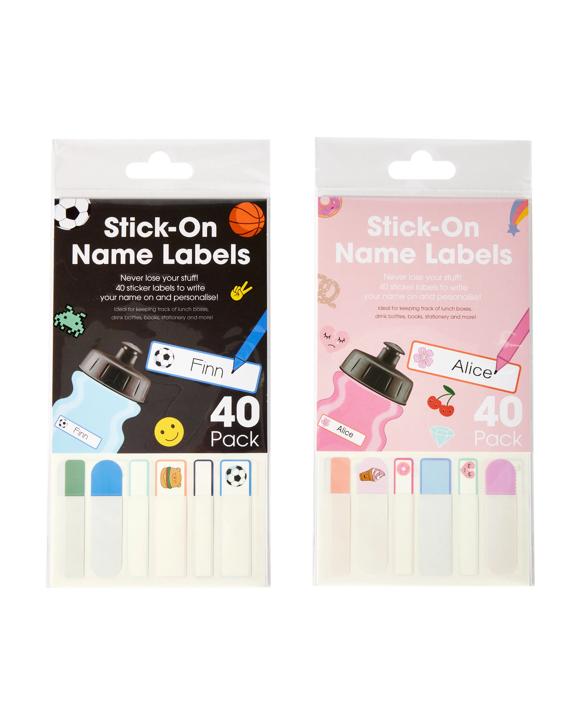 40 Pack Stick on Name Labels - Assorted