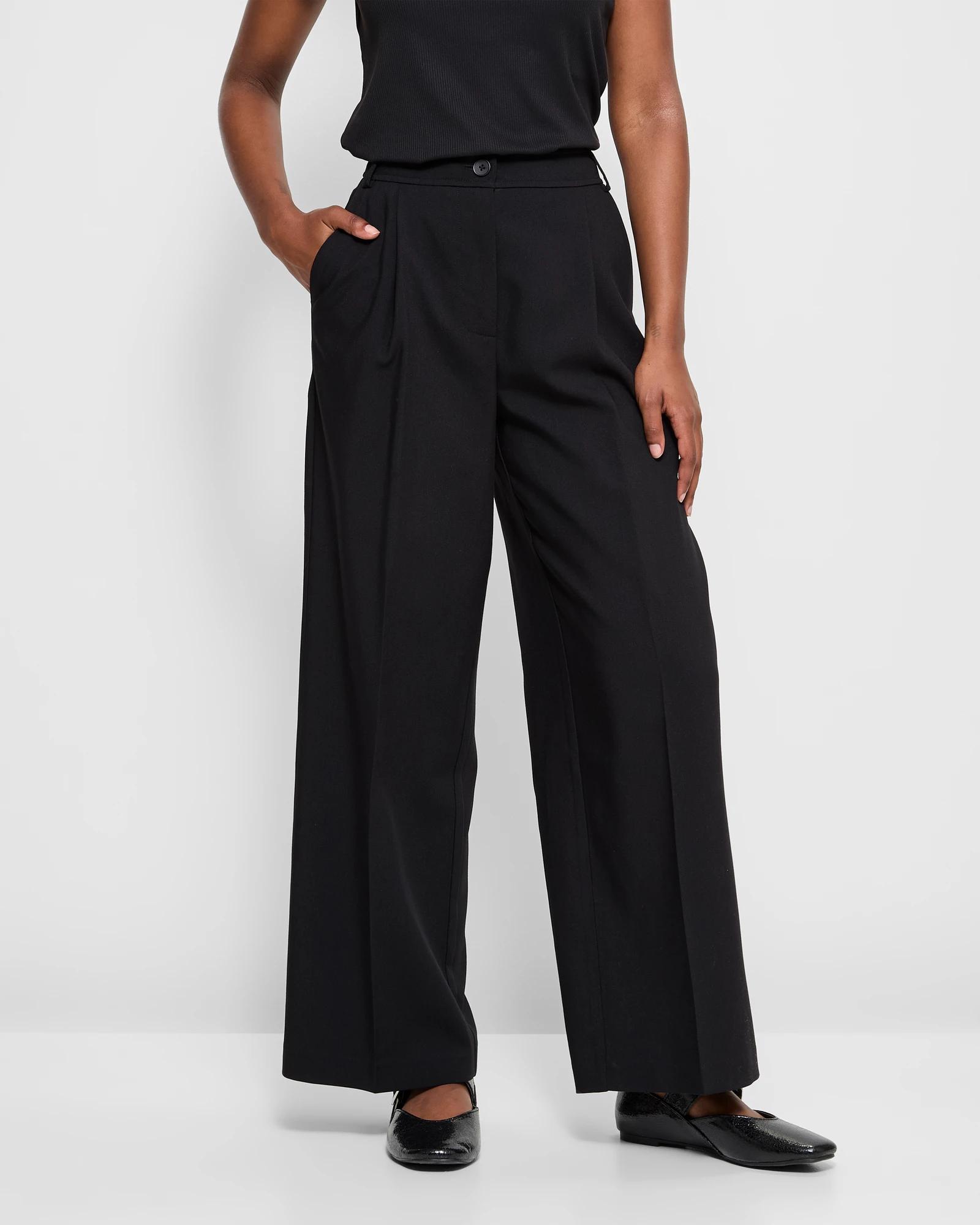 2 Target Petites Tailored Wide Leg Pants BLACK, 2 of 5