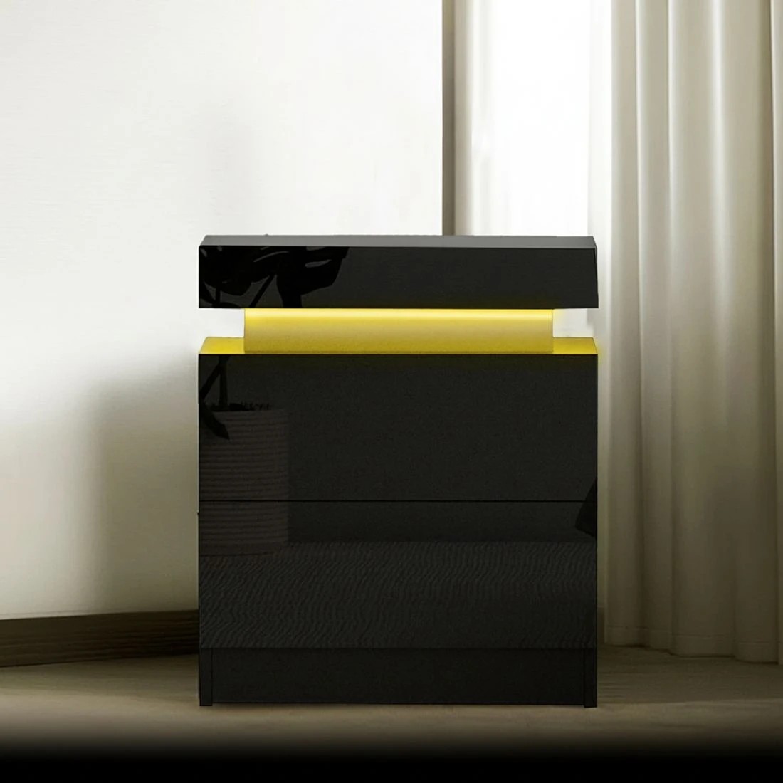 7 Artiss RGB LED Queen Bed Frame with 2 Beside Tables Set 16 Colour Mood - Black, 7 of 8