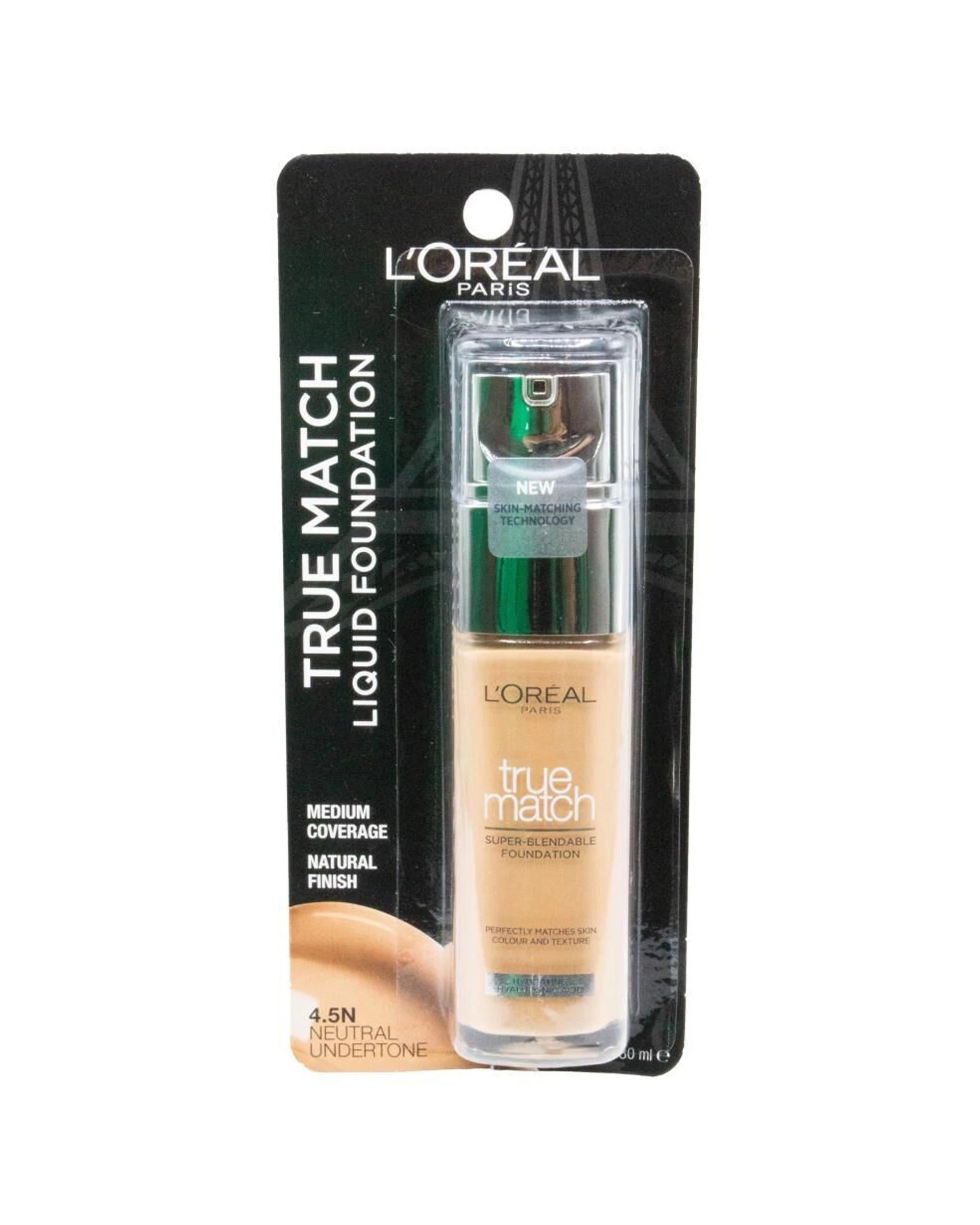 2 Loreal 2PK True Match Liquid Foundation Medium Coverage Finish 30ml 4.5 - Brown, 2 of 3