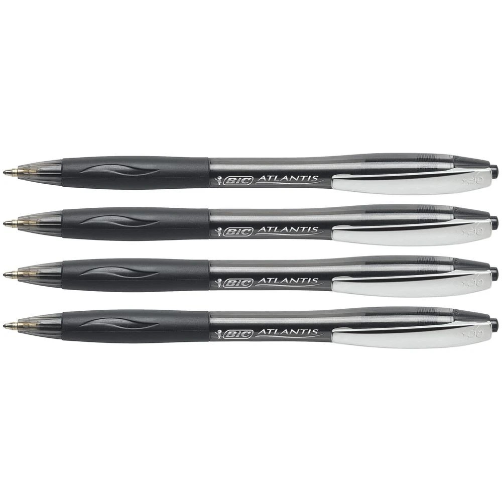 2 BIC Atlantis Retractable Ballpoint Pens Black 4 Pack, 2 of 7