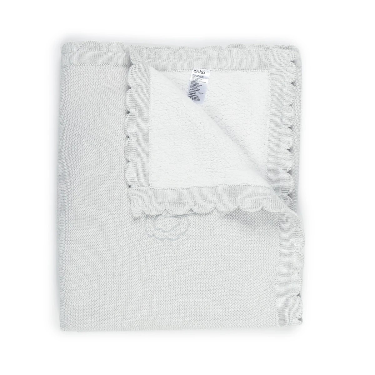 1 Scallop Edge Blanket - Grey, 1 of 5