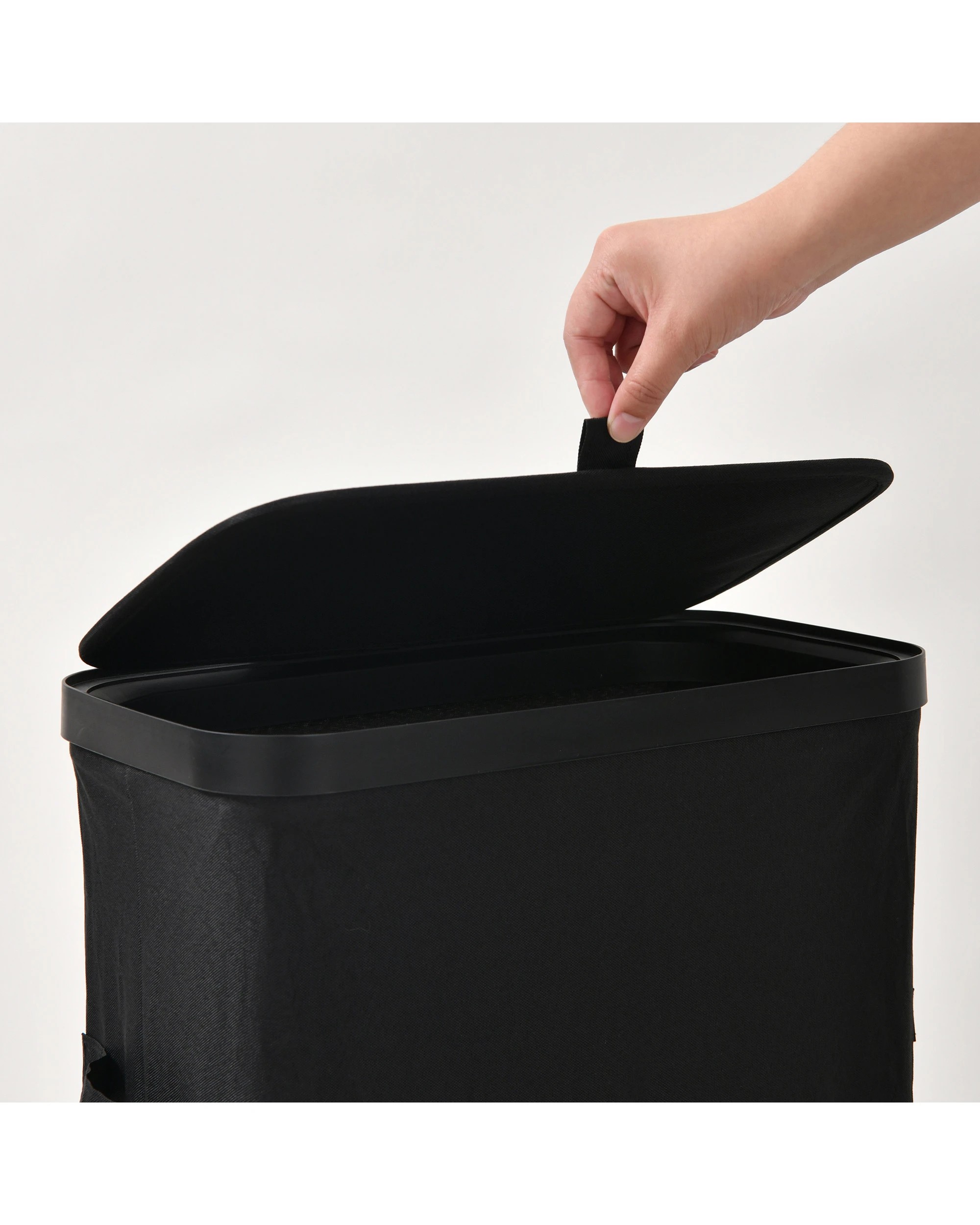 9 Sherwood Voyager Slim Laundry Hamper 40L Faux Linen 22x39x67cm - Black, 9 of 10