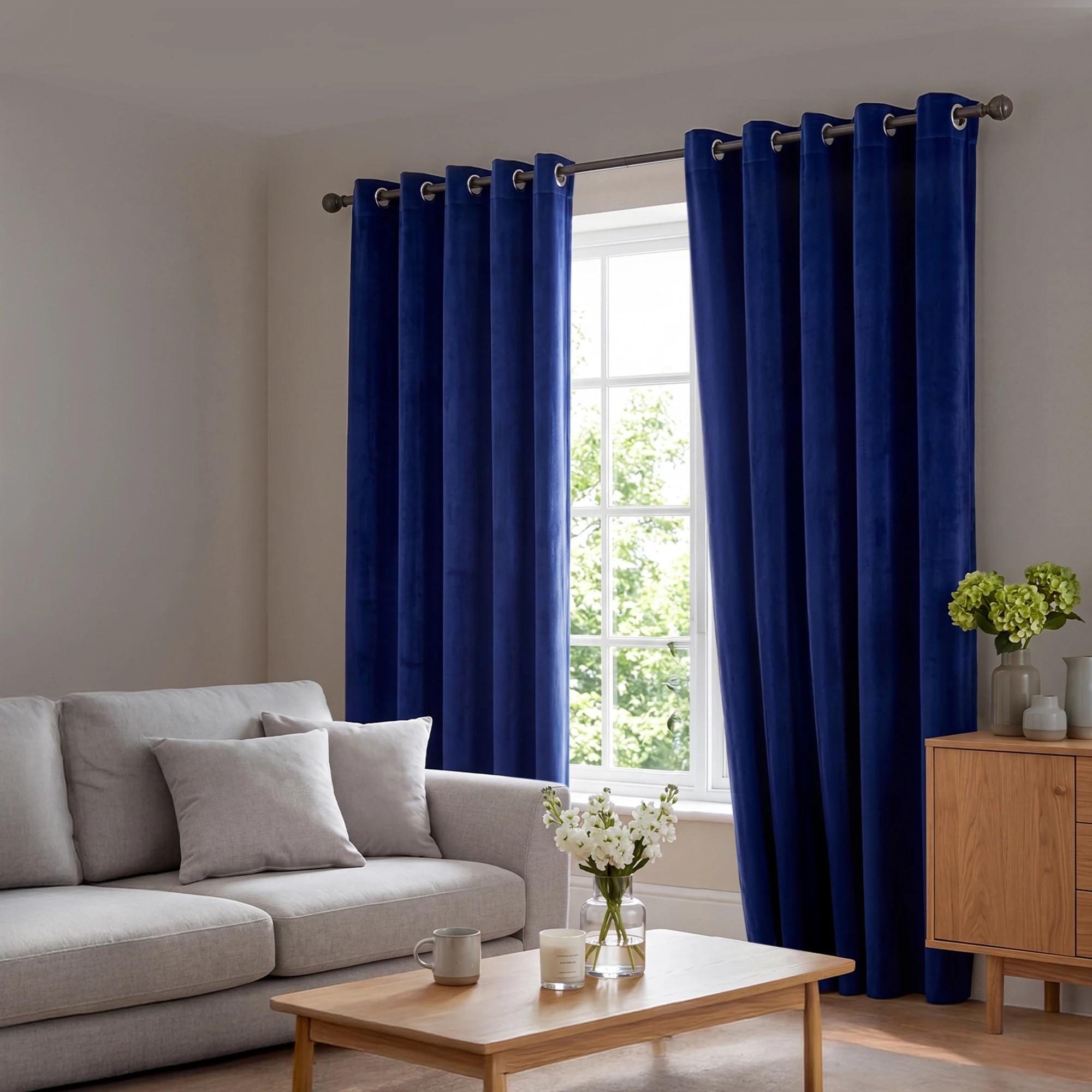 7 Marlow Velvet Blackout Curtains 2-Panel Room Darkening Eyelet Curtains 132x213cm, 7 of 8