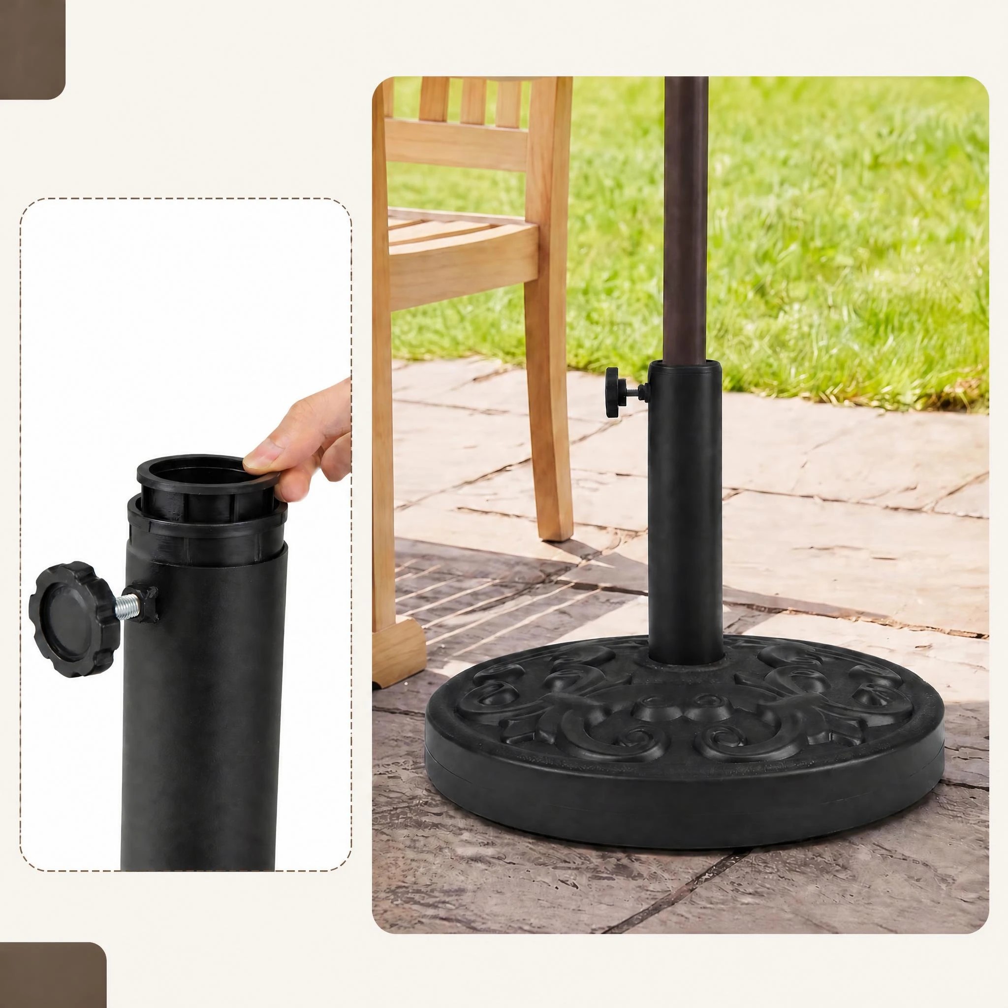 3 Costway Concrete Patio Umbrella Base 12kg Round Weighted Stand Parasol Holder, 3 of 7