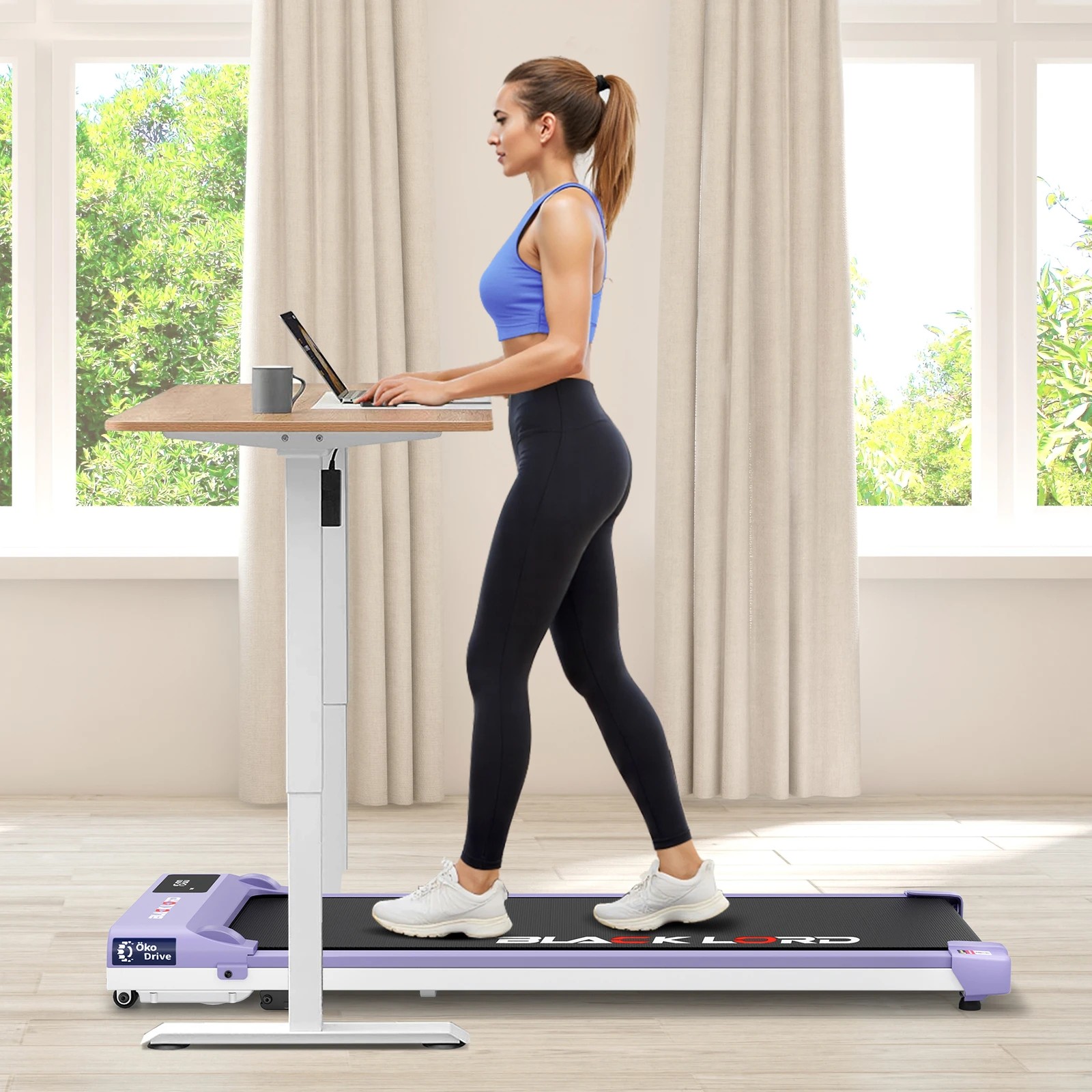 4 Black Lord Treadmill Electric Walking Pad Under Desk Home Gym Incline - Purple, 4 of 10