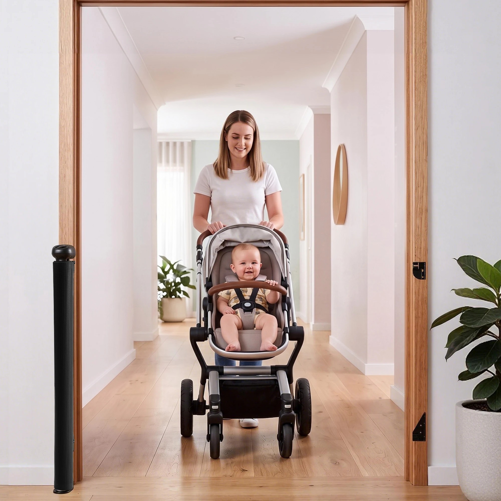 7 Keezi Retractable Gate Extends up to 400cm Baby Gate Pet Safety Fence Black - Black, 7 of 9