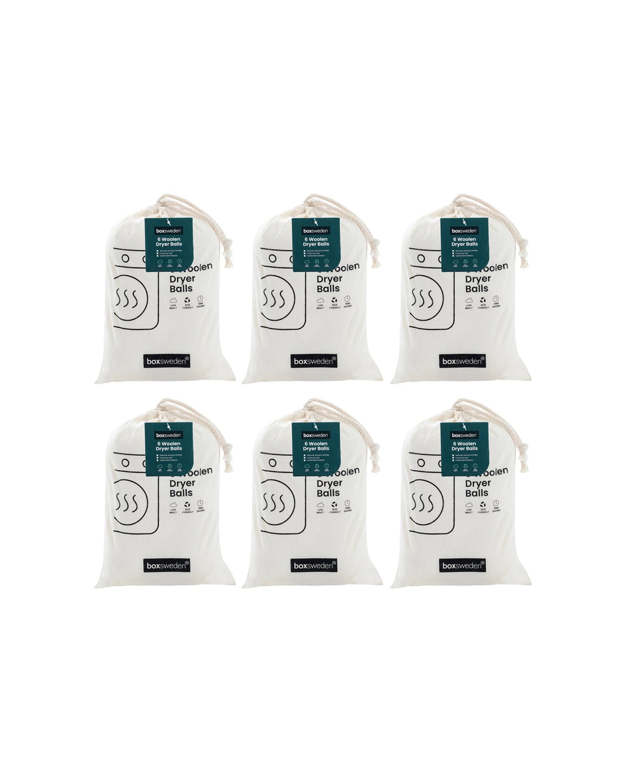 1 Boxsweden 3x 6PK Wool Dryer Ball With Storage Bag - White, 1 of 7